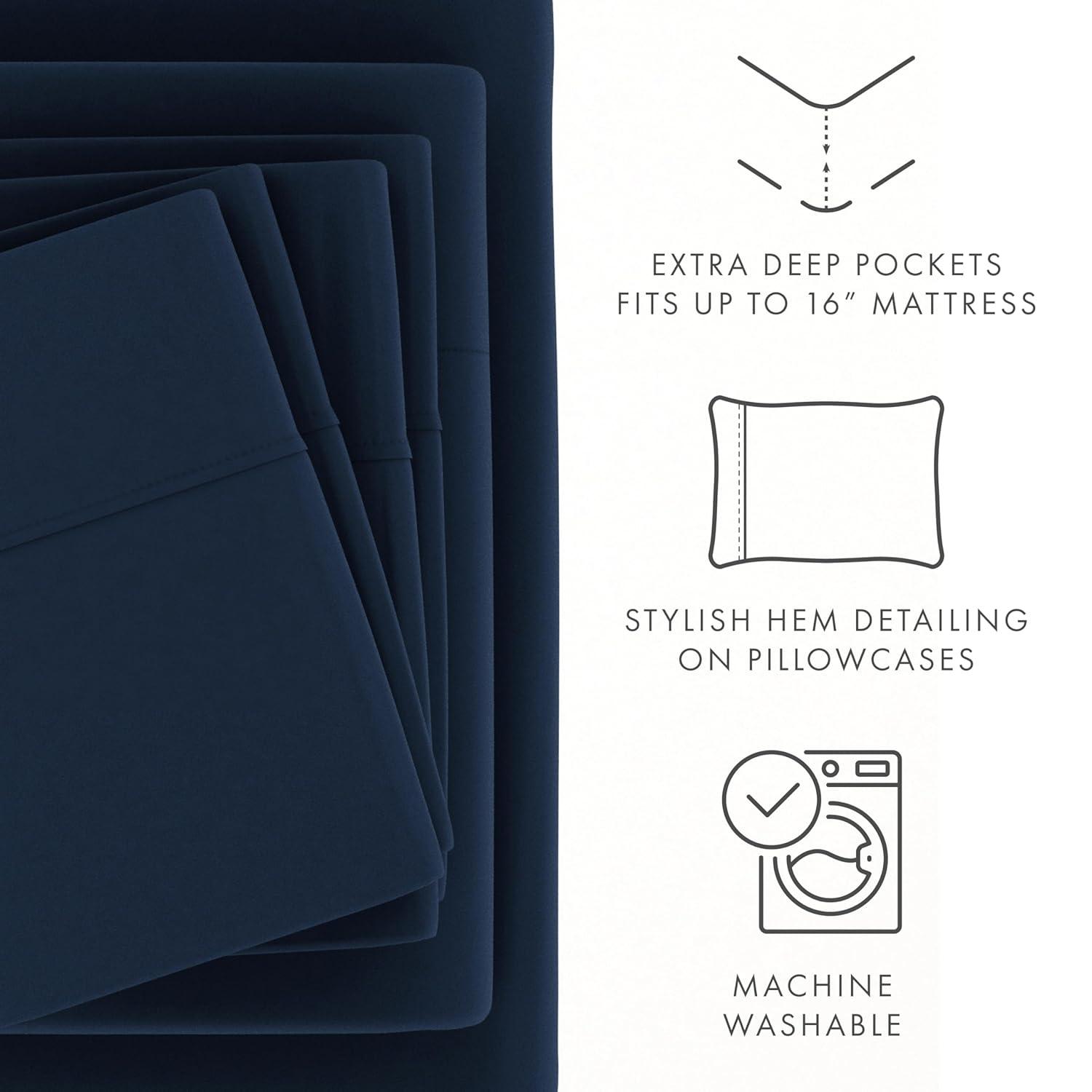 Simply Soft Brushed Microfiber Solid 6 Piece Sheet Set