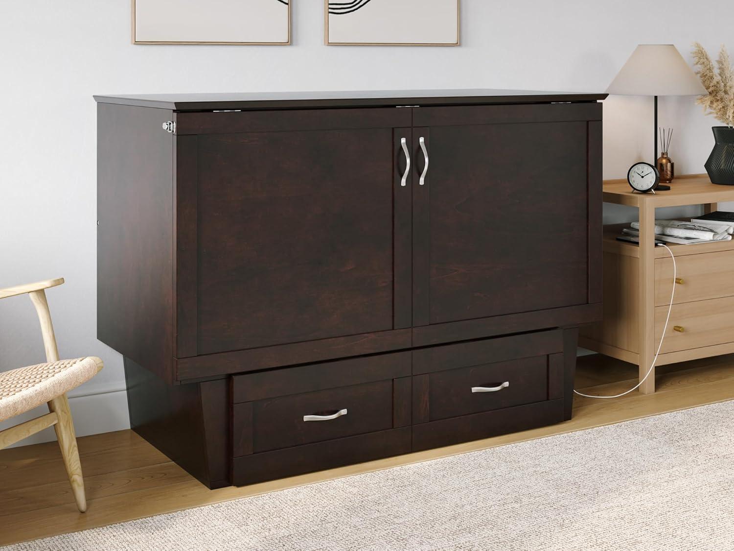 Monroe Murphy Bed Chest Queen Espresso with Charging Station