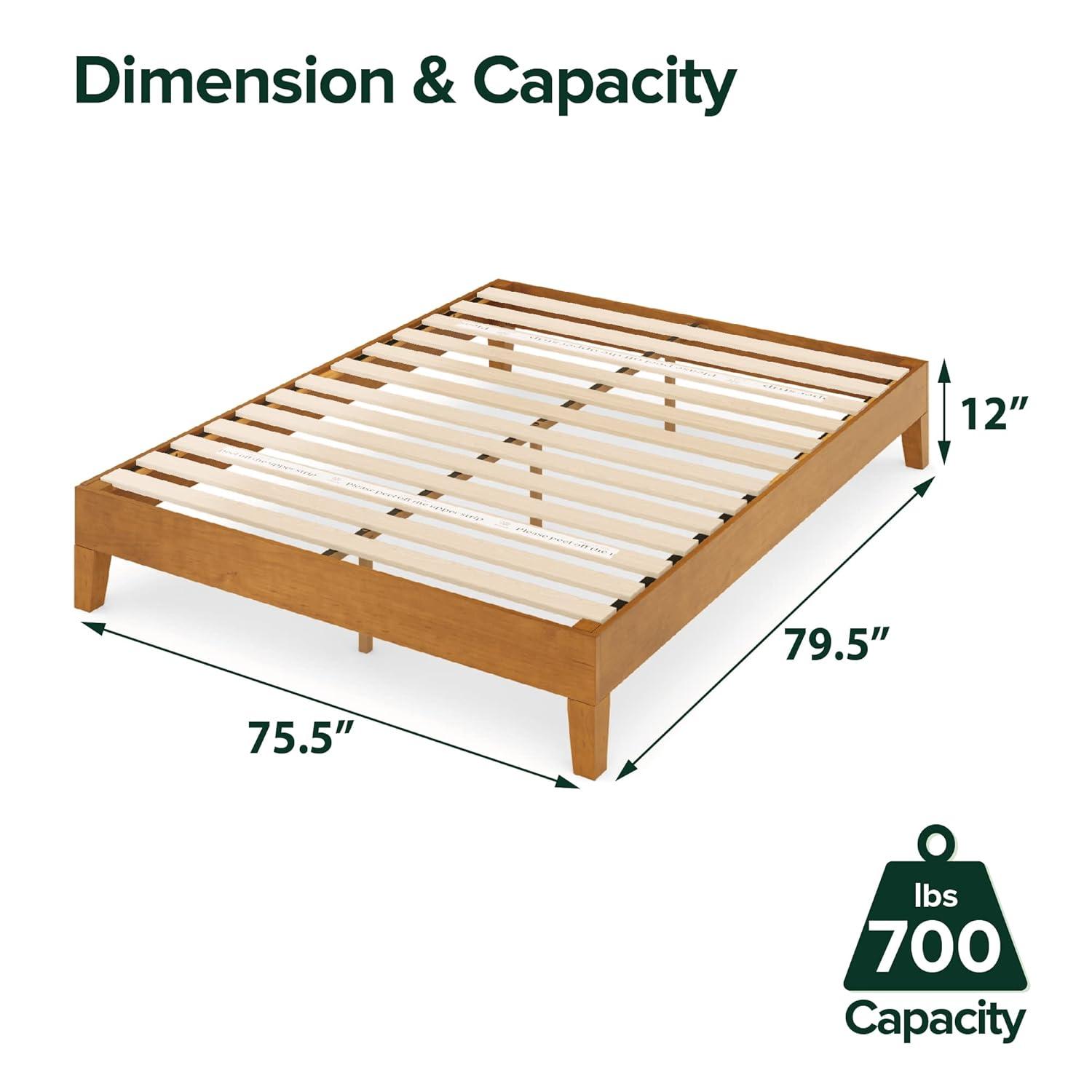 ZINUS Alexis Deluxe Wood Platform Bed Frame / Solid Wood Foundation / No Box Spring Needed / Wood Slat Support / Easy Assembly, Rustic Pine, King