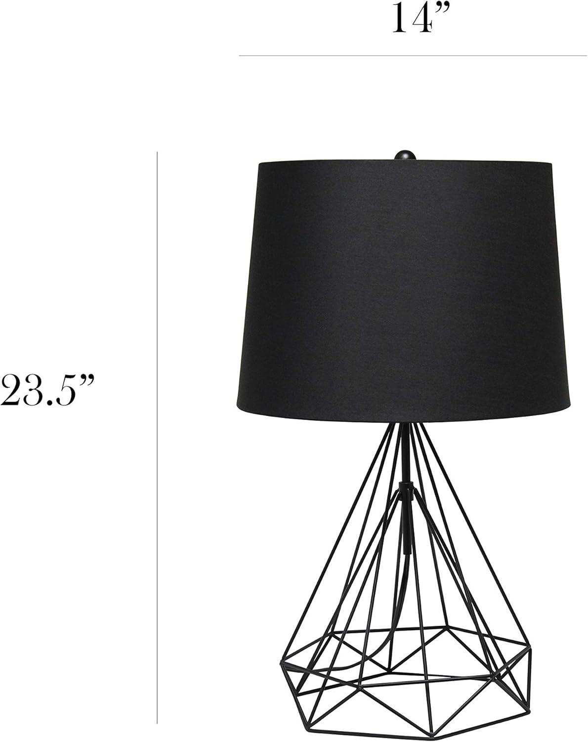 23.5 in. Black Matte Geometric Metal Table Lamp