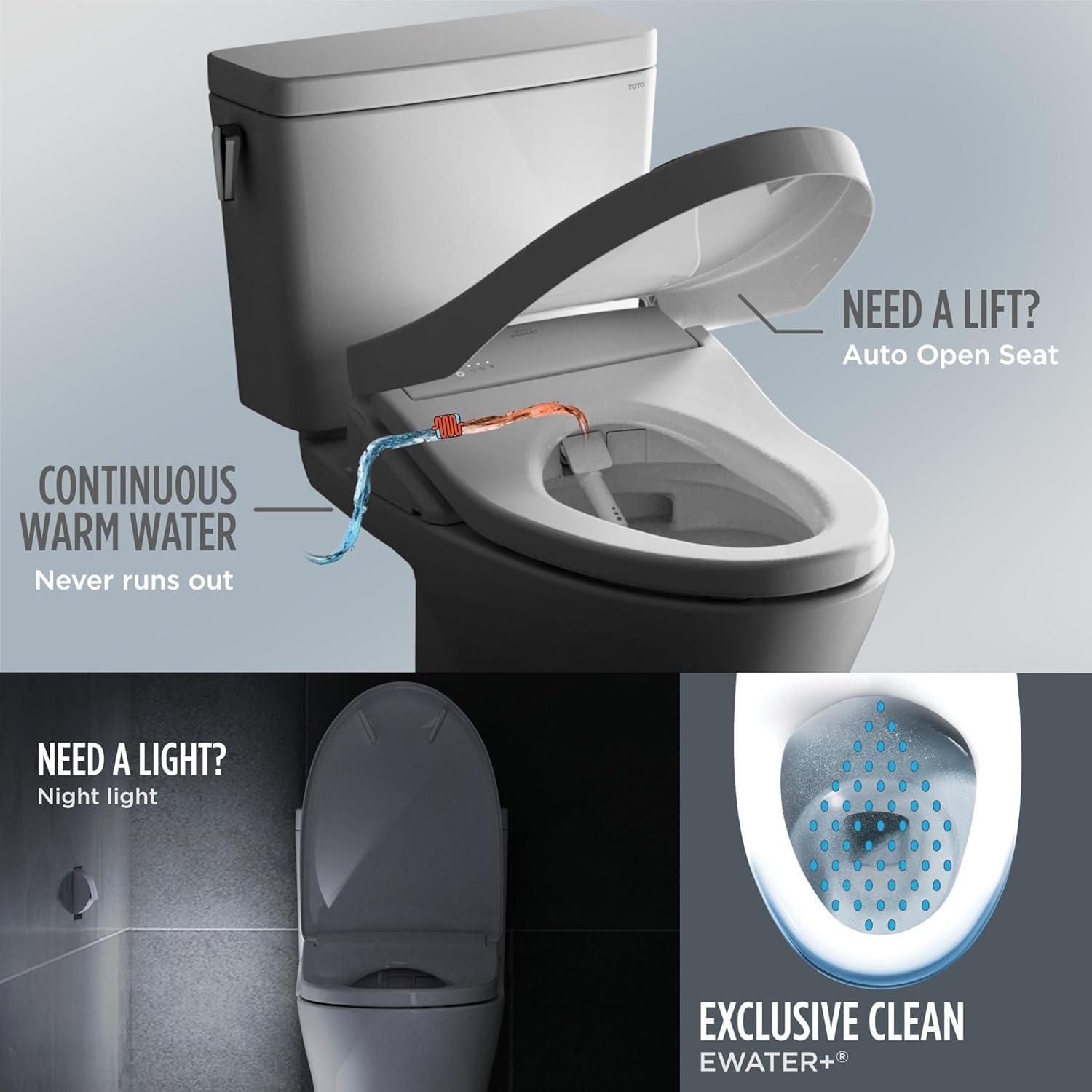 Compact White Heated Bidet Toilet Seat with Remote