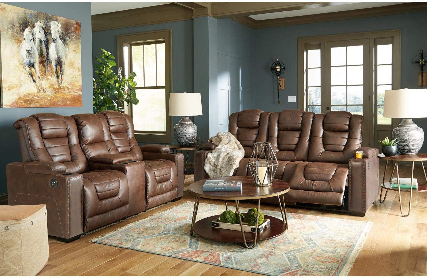 Owner's Box Power Recliner Sofa with Cup Holders & Storage - Signature Design by Ashley