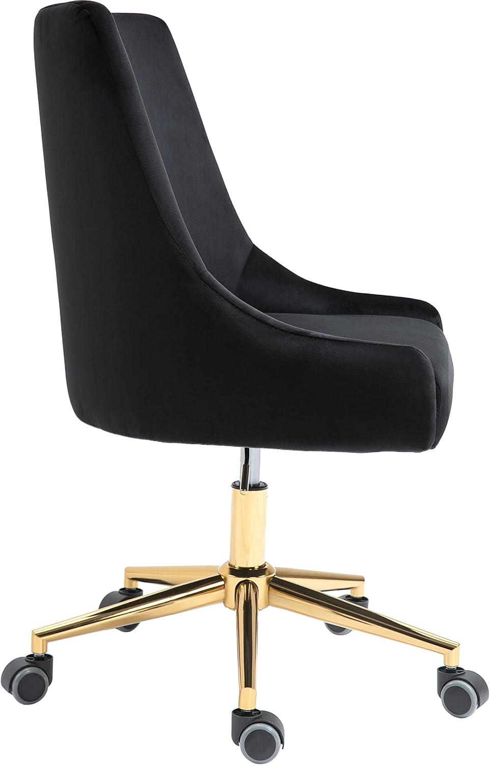 Karina Black Velvet and Gold Adjustable Office Chair