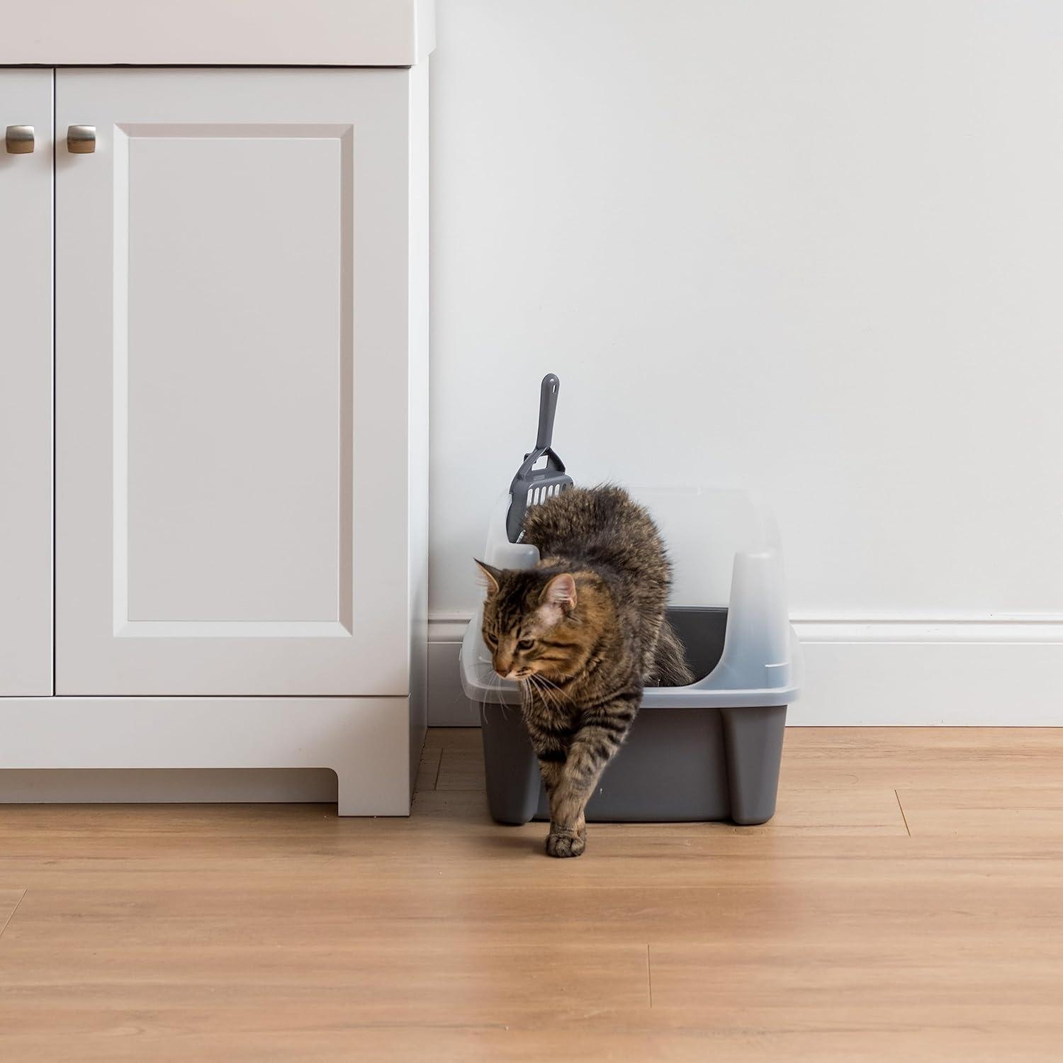 IRIS USA, Open-Top Cat Litter Box with Shield with Scoop