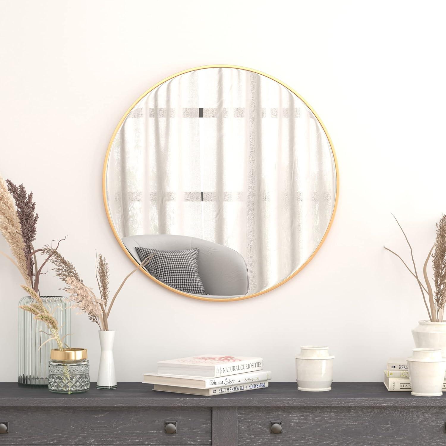 Flash Furniture Modern Round Wall Mounted Mirror, Gold