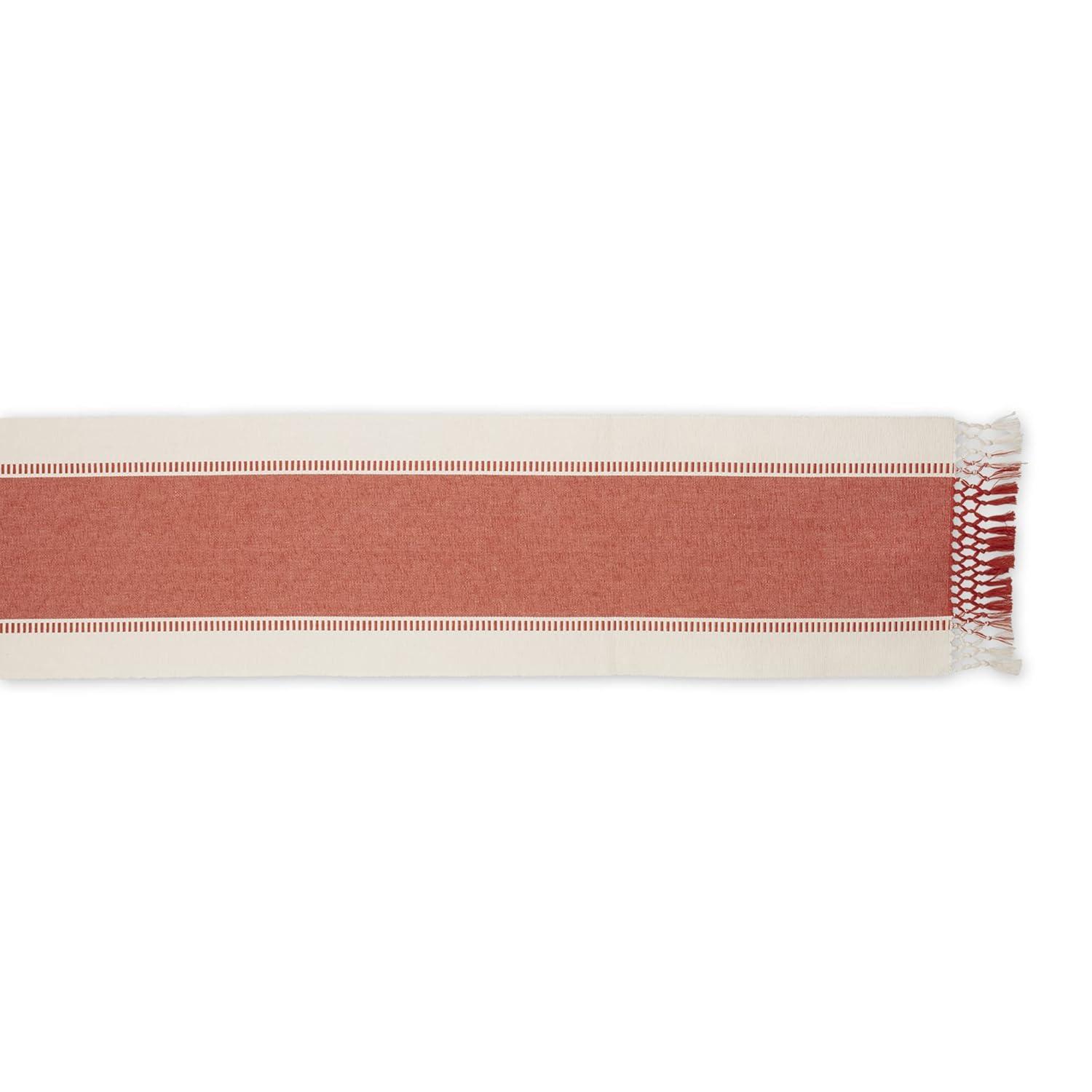 Design Imports  Ribbed Dobby Stripe Table Runner, Spice, 13X72"