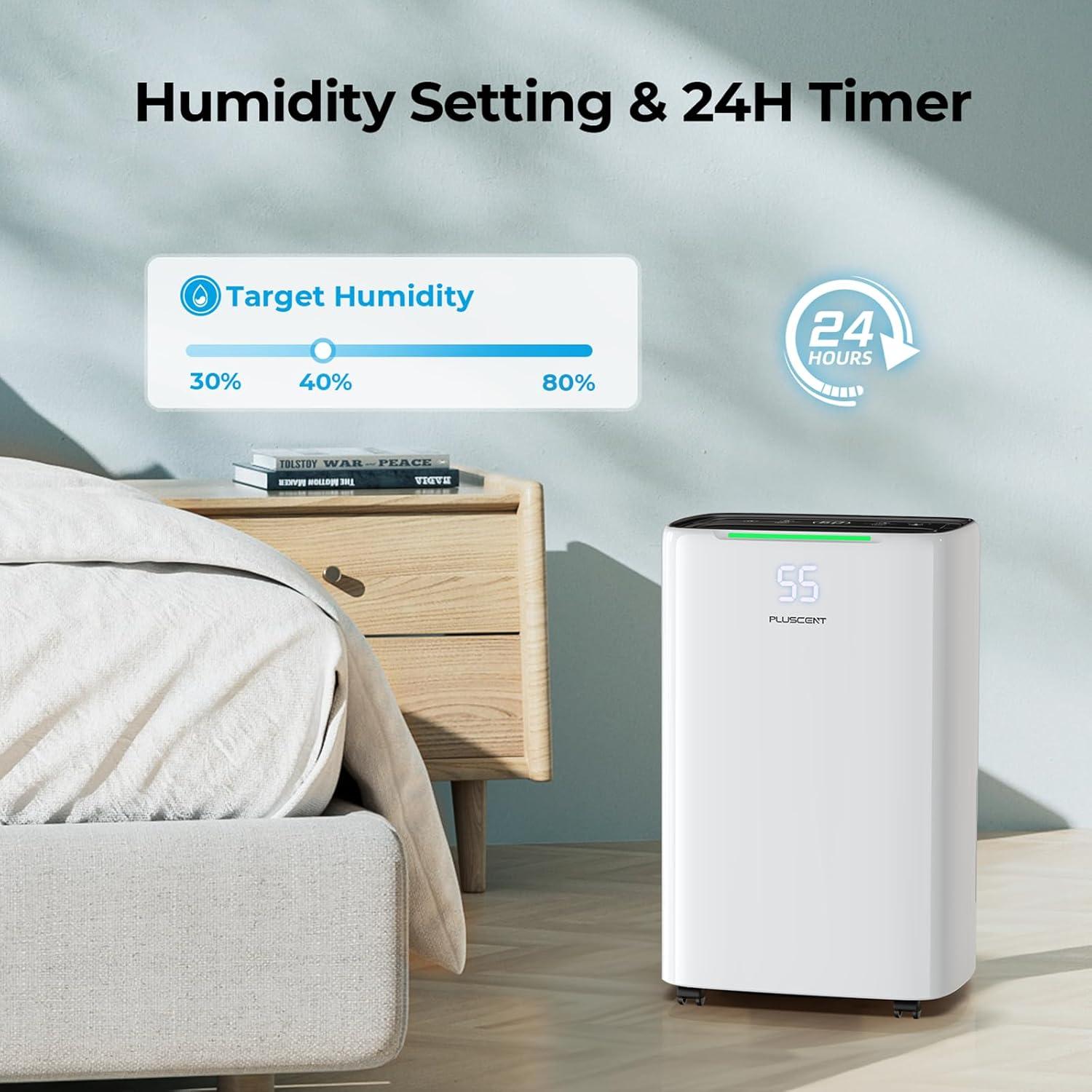5000 Sq.Ft Energy Star Dehumidifier for Basement, 52 Pints Dehumidifiers for Home & Large Room with Drain Hose, Manual & Auto Drainage, 4 Modes, Intelligent Humidity Control, 24H Timer, Auto Defrost