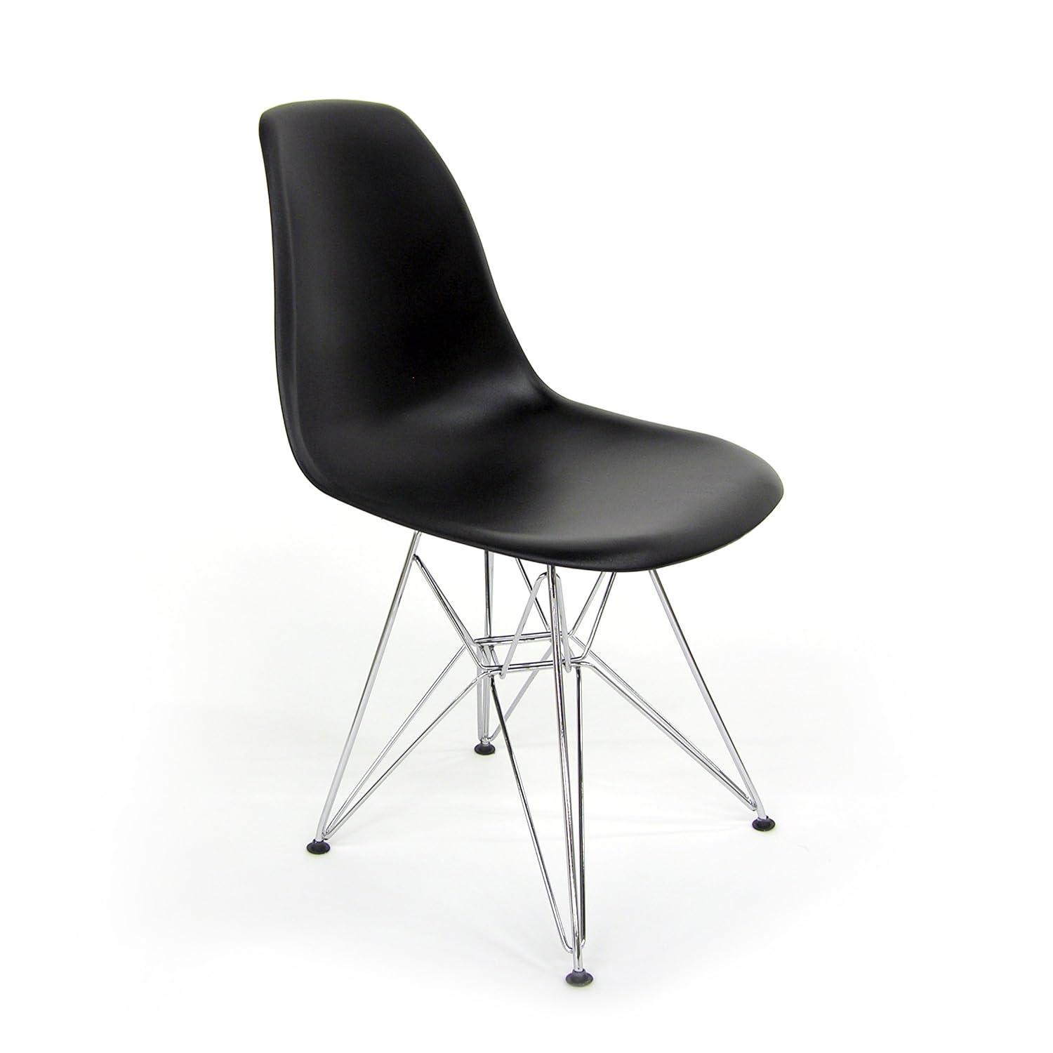 Parisian Black Metal Eiffel Base Molded Side Chair, Set of 2