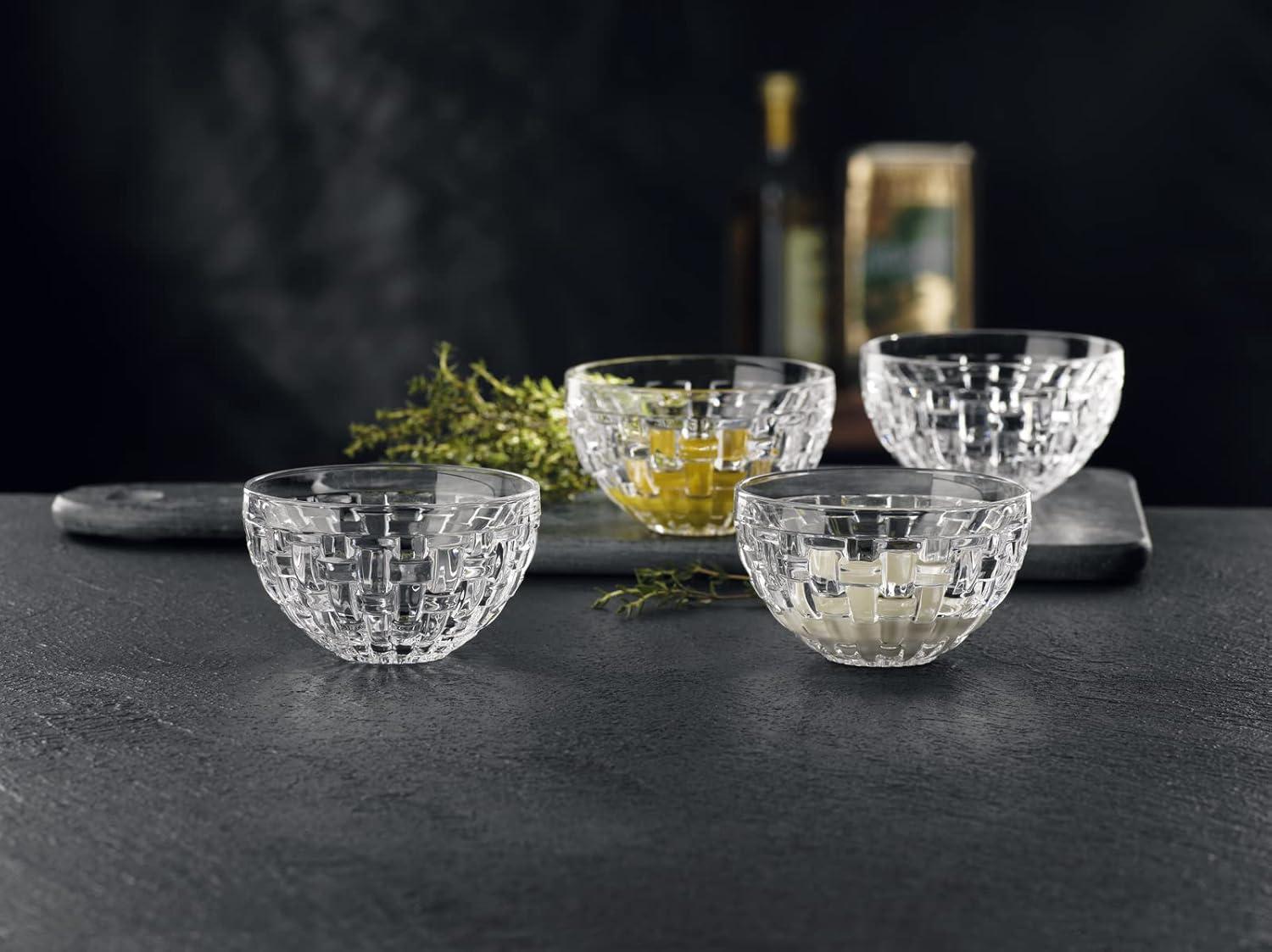 Nachtmann Bossa Nova Round Crystal Dip Bowls, Set of 4, Serving Dish for Sauce, Salsa, Ice Cream, and Dips, Giftable, 3.5 Ounce, Clear, Dishwasher Safe