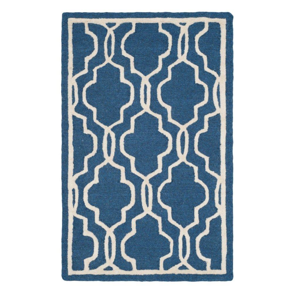 SAFAVIEH Cambridge Kyle Geometric Wool Area Rug, Navy/Ivory, 8' x 10'