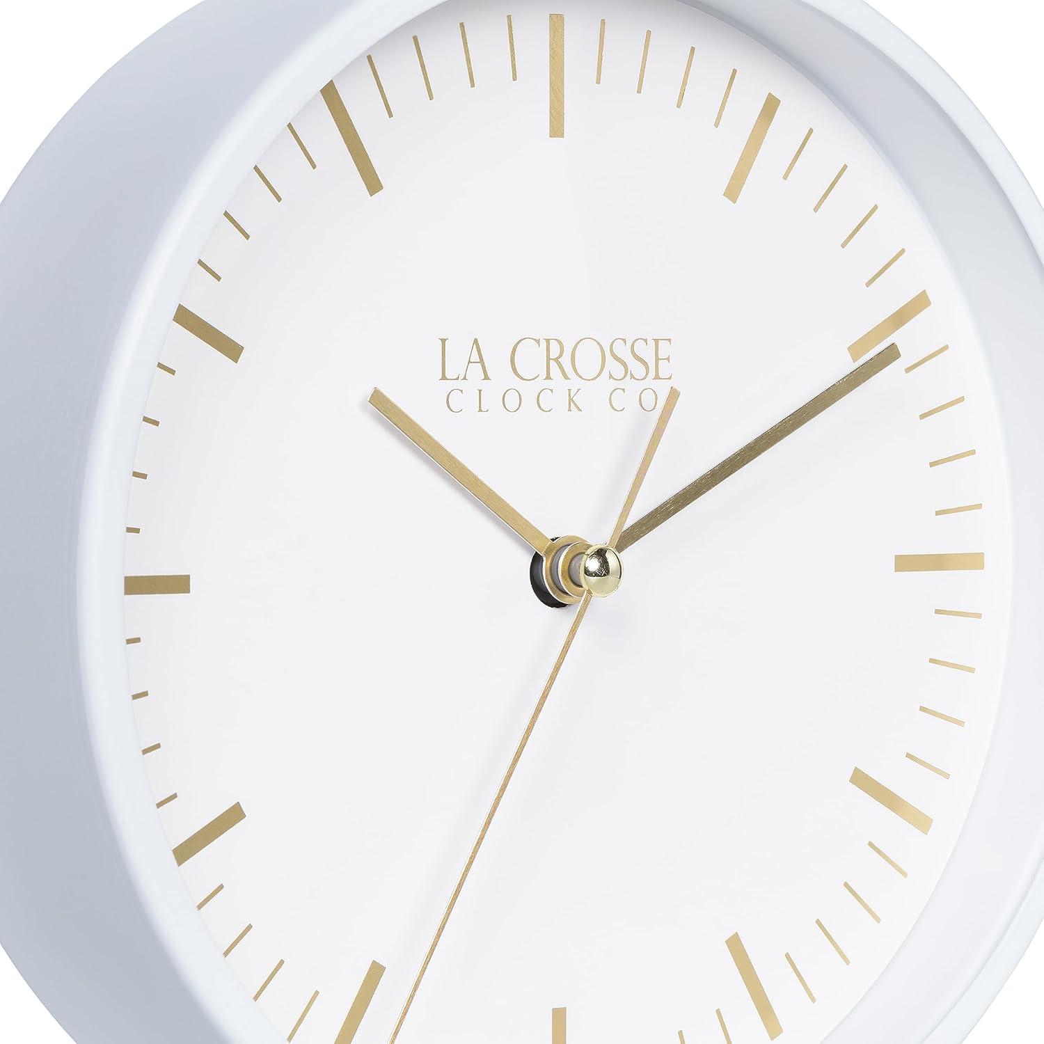 La Crosse Clock 6" Etta White-finish Metal Silent Quartz Wall/Table Clock, 404-3715