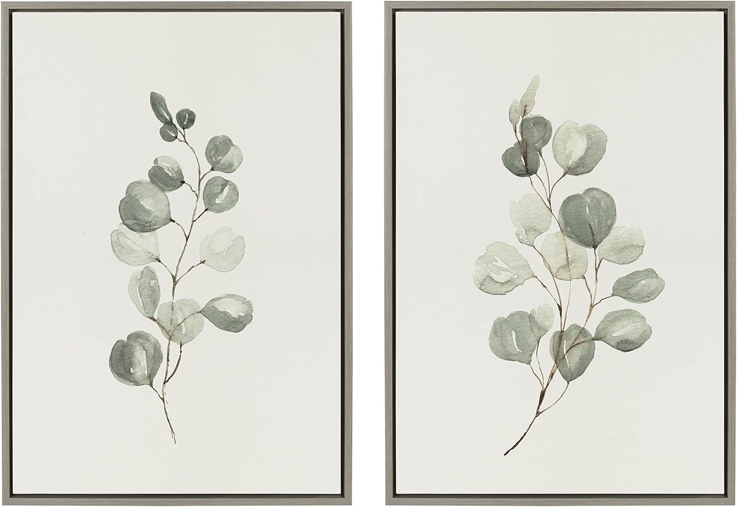 Kate and Laurel Sylvie Eucalyptus Framed Canvas Set by Maja Mitrovic of Makes My Day Happy