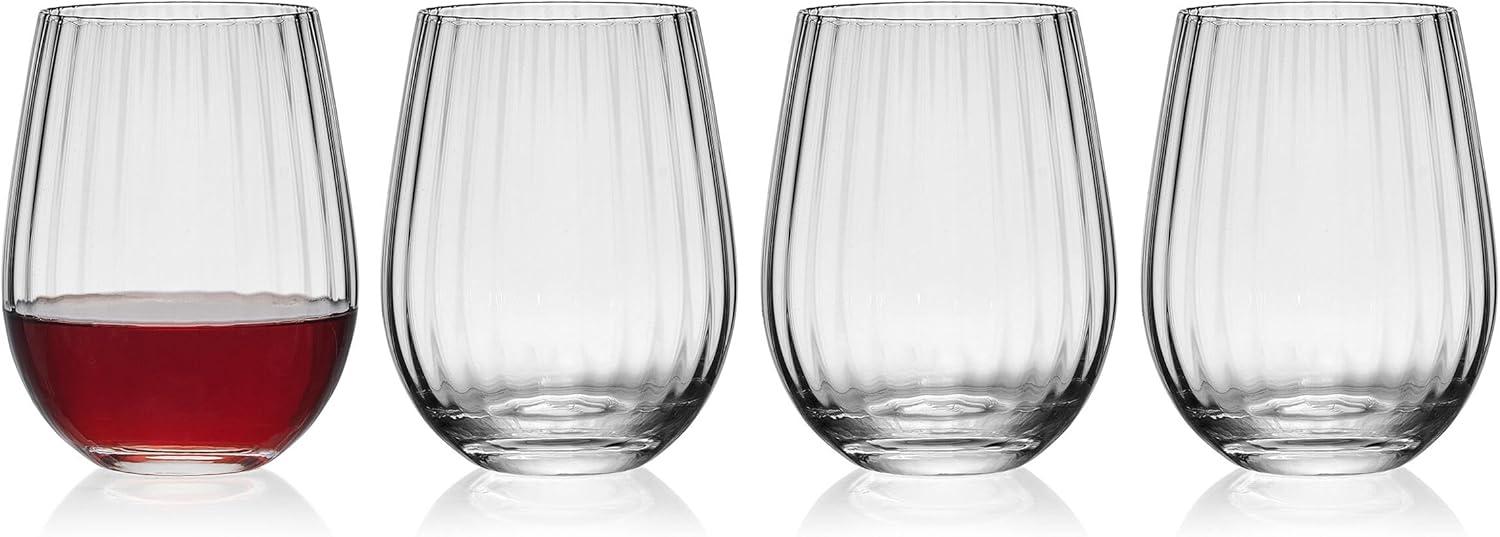 Mikasa Mikasa Optic 18.5-Oz Stemless Wine Glasses, Set Of 4