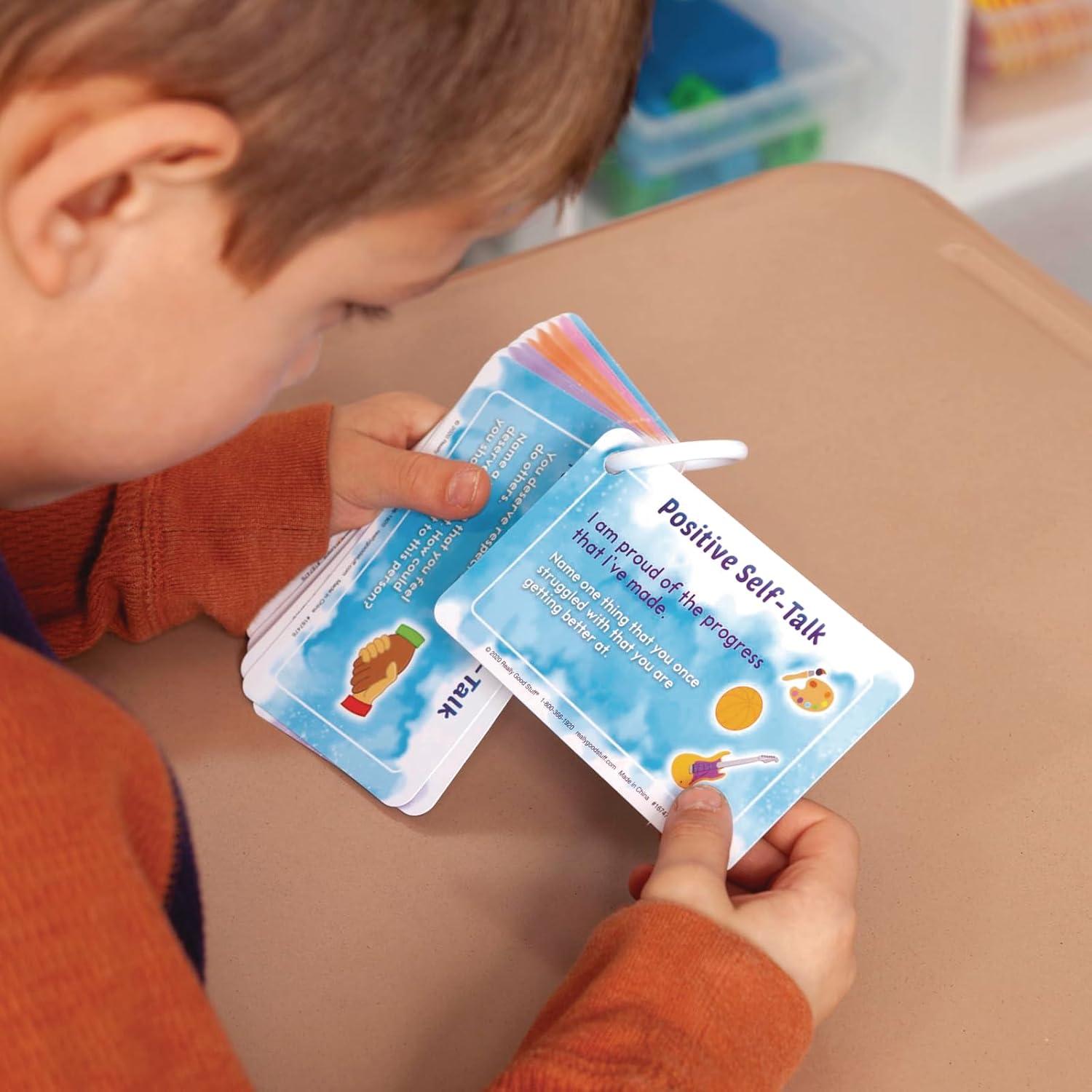 Really Good Stuff Social-Emotional Learning Conversation Cards for The Classroom or Home-Help Kids Discuss Emotions with Strategies & Activities