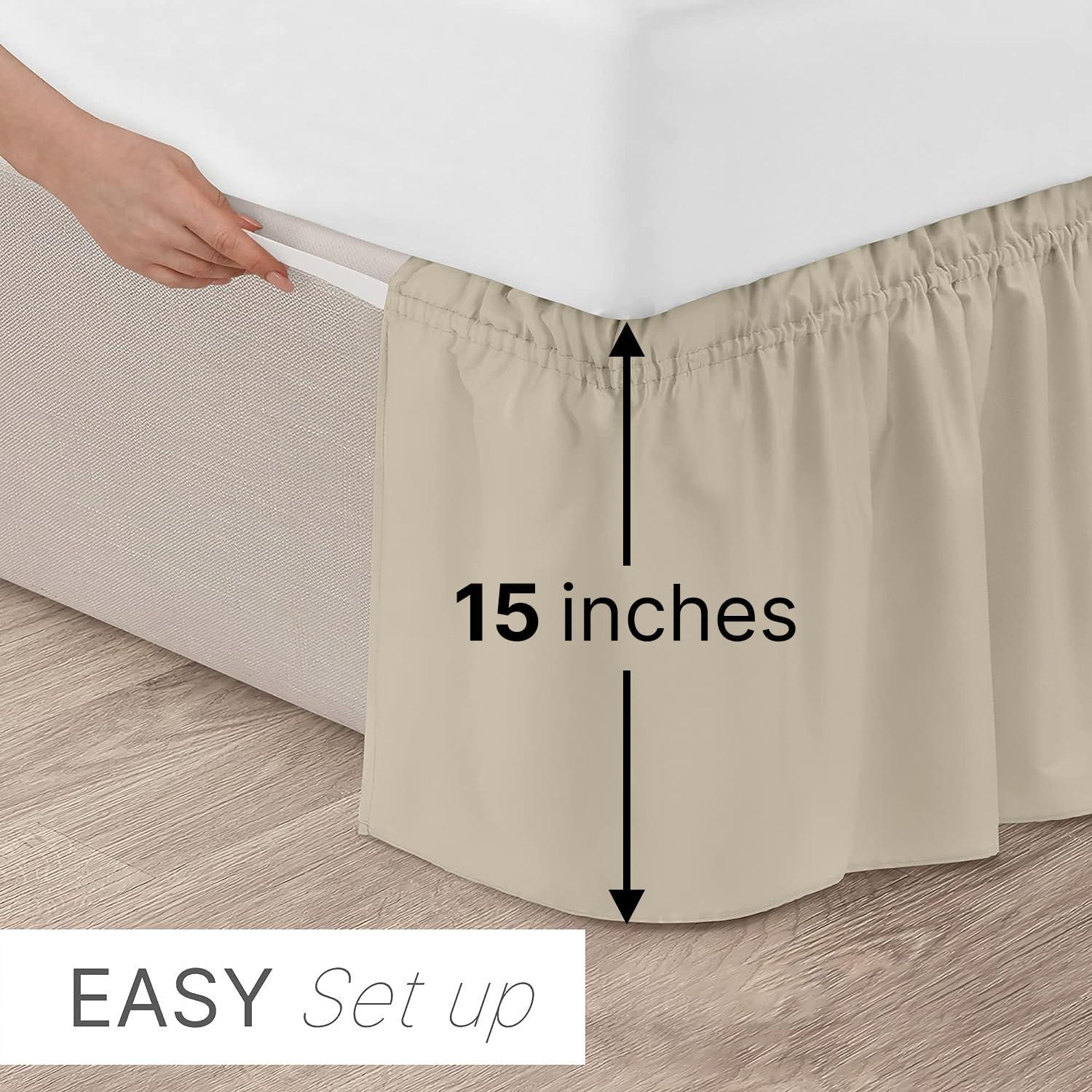 CGK Linens Ruffled Elastic Wrap Around Tailored Bed Skirt