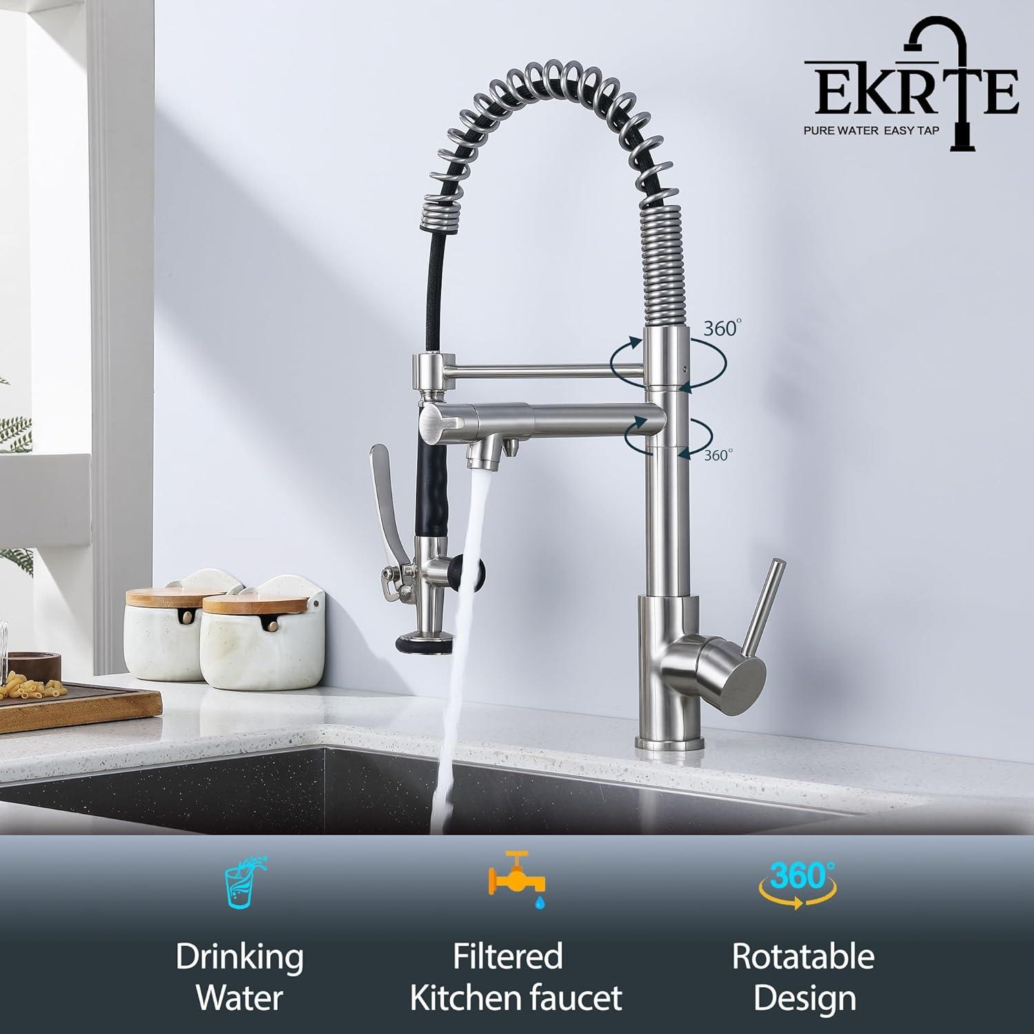 LOONGFIELD ASTARQ-W1932P172291 Kitchen Faucet Pull Down Sprayer Brushed Nickel,Single Handle Kitchen Sink Faucet
