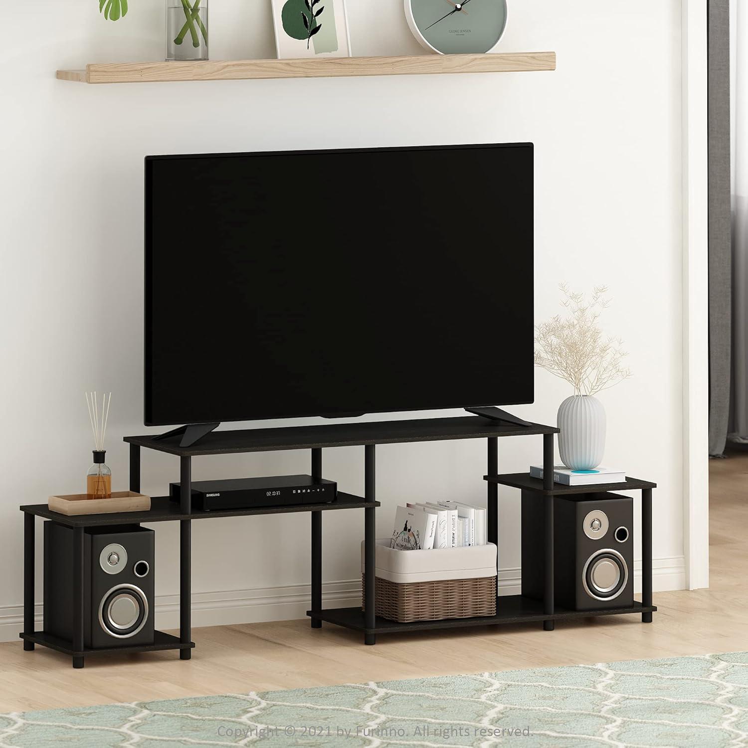 Furinno Turn-N-Tube Handel TV Stand for TV up to 55 Inch, Espresso/Black