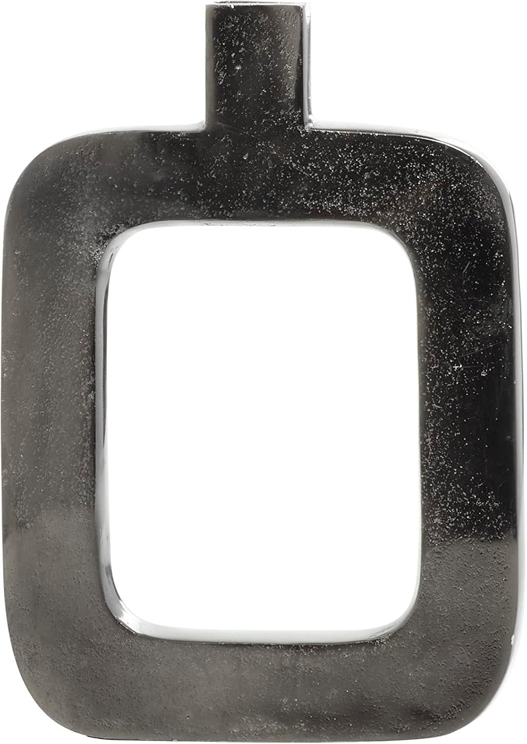 Black Geometric Aluminum Metal Bud Vase with Open Center Design