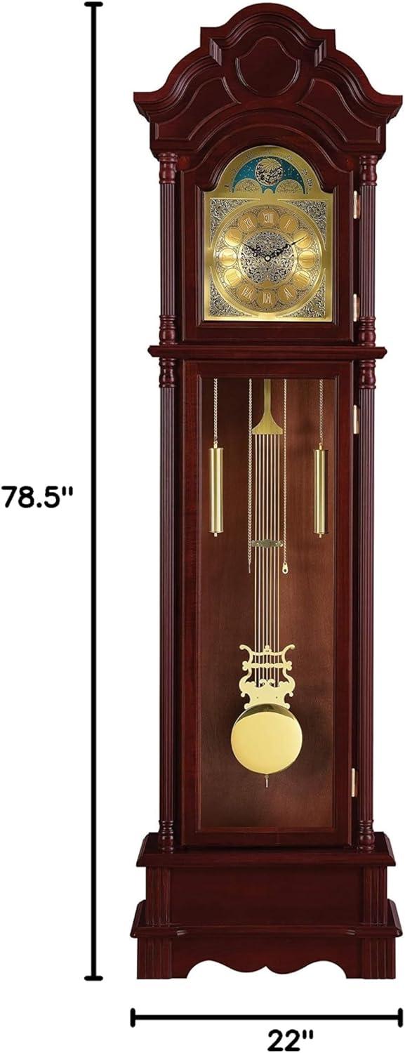 Coaster Furniture Harris Grandfather Clock with Chime Brown Red and Clear, 900749