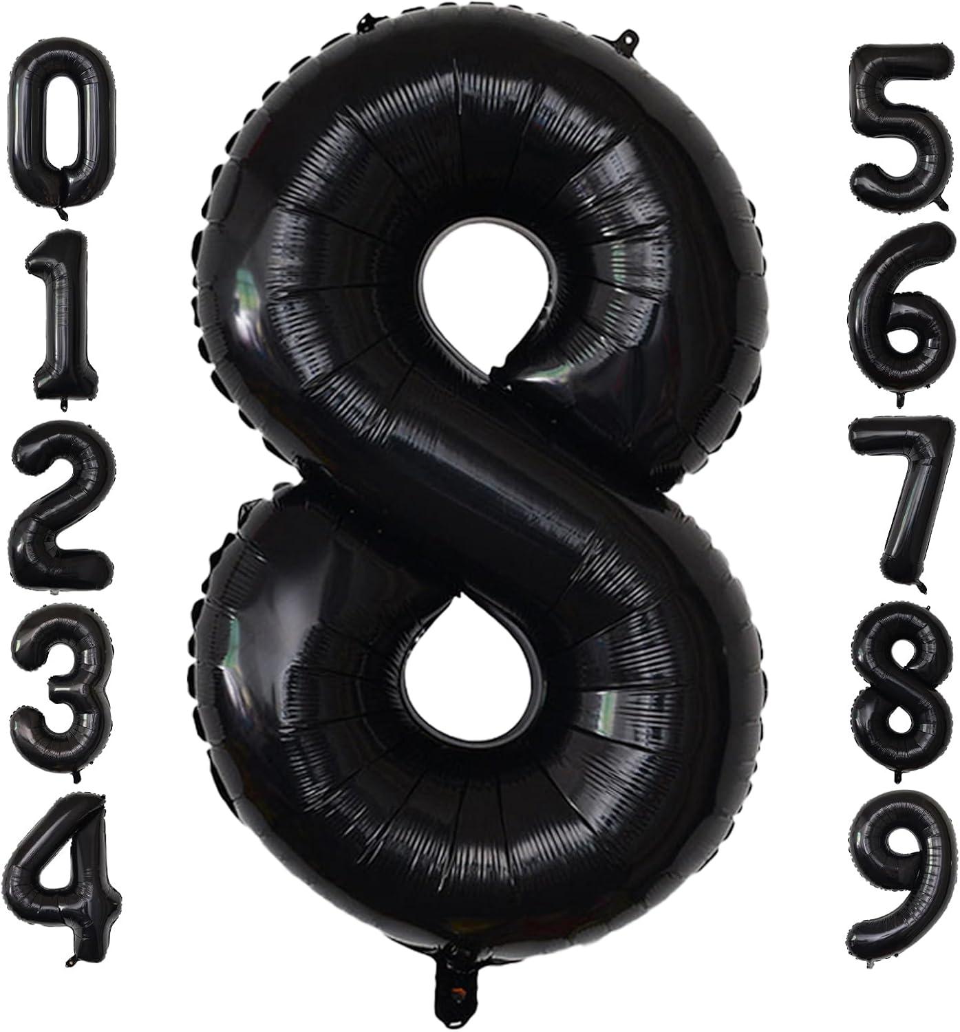 40 Inch Large Black Number 8 Balloon Extra Big Size Jumbo Digit Mylar Foil Helium Balloons for Birthday Party Celebration Decorations Graduations Wedding Anniversary Baby Shower Supplies Photo Shoot