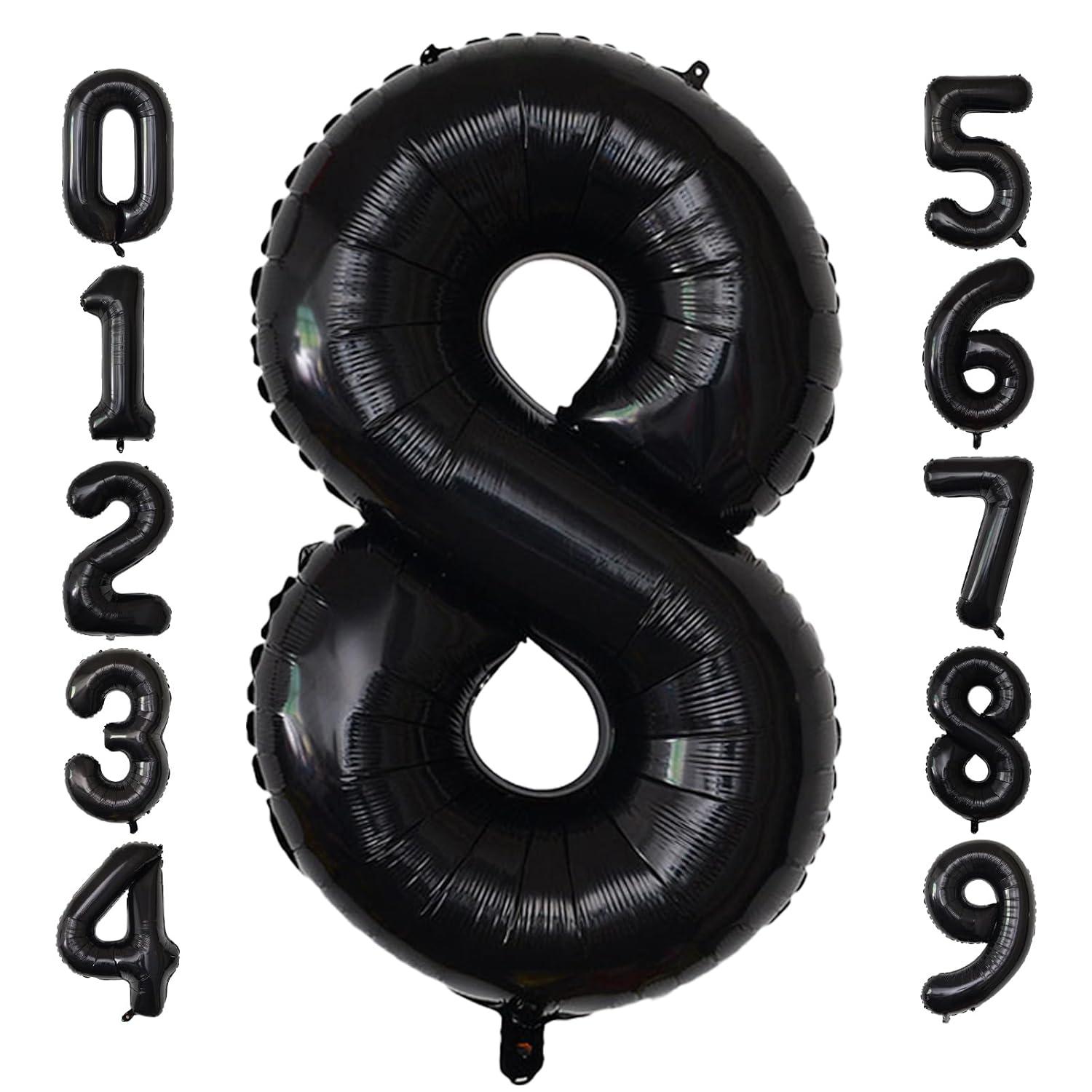 40 Inch Large Black Number 8 Balloon Extra Big Size Jumbo Digit Mylar Foil Helium Balloons for Birthday Party Celebration Decorations Graduations Wedding Anniversary Baby Shower Supplies Photo Shoot