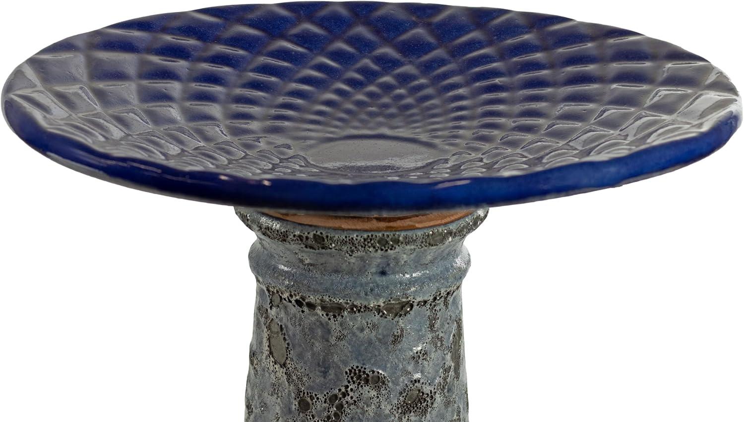 Red Barrel Studio® Trenasia Freestanding Ceramic Outdoor Bird Bath with UV-Resistant Blue Lava Finish