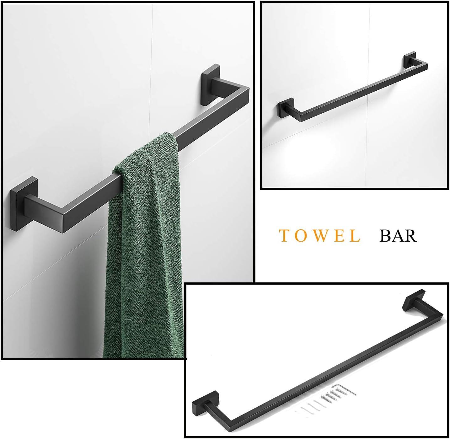 Matte Black 5-Piece Stainless Steel Bathroom Hardware Set