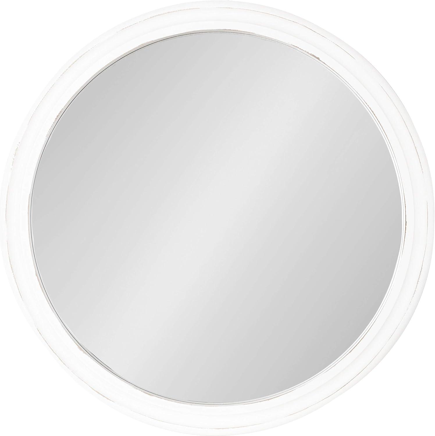 WallBeyond 28" Wood Round Mirror White