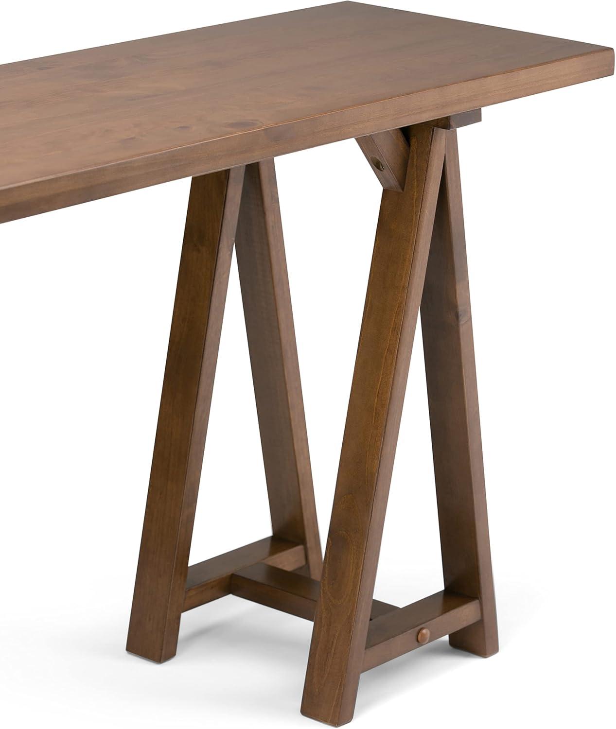 Simpli Home Sawhorse Console Sofa Table-Finish:Medium Saddle Brown