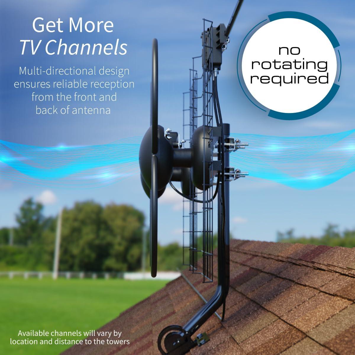 Antennas Direct® ClearStream 4 UHF Indoor Outdoor TV Antenna, Multi-Directional, 70+ Mile Range, 4K 8K UHD, NEXTGEN TV in Black