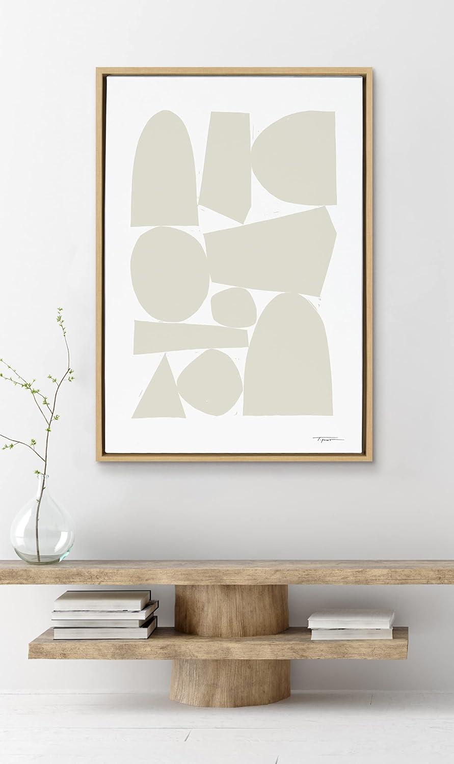 23" x 33" Sylvie Constructed II Neutral Framed Wall Canvas by Statement Goods Natural - Kate & Laurel All Things Decor