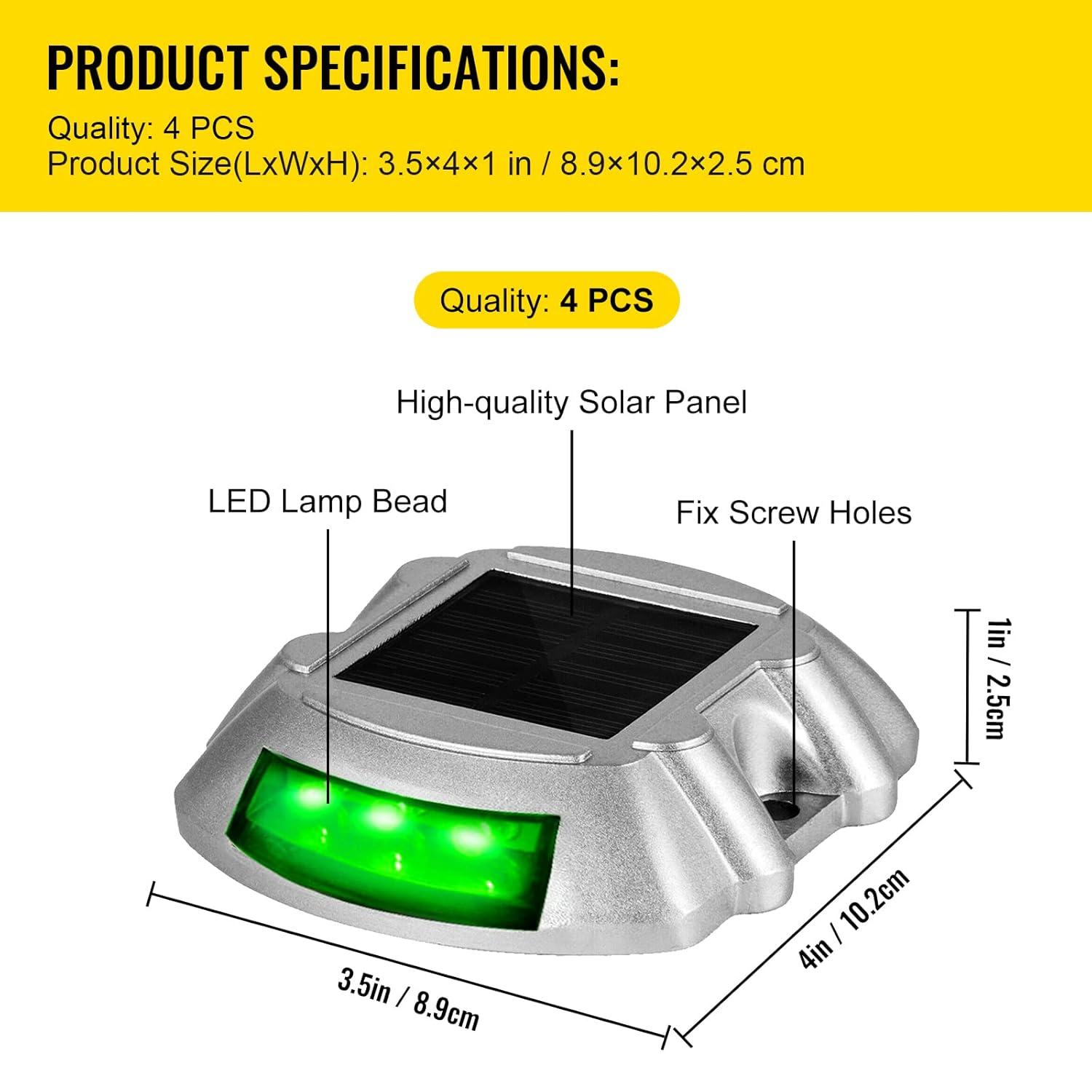 VEVOR Solar Dock Lights Low Voltage Solar Powered Integrated LED Metal Pathway Light Pack (Set of 4)