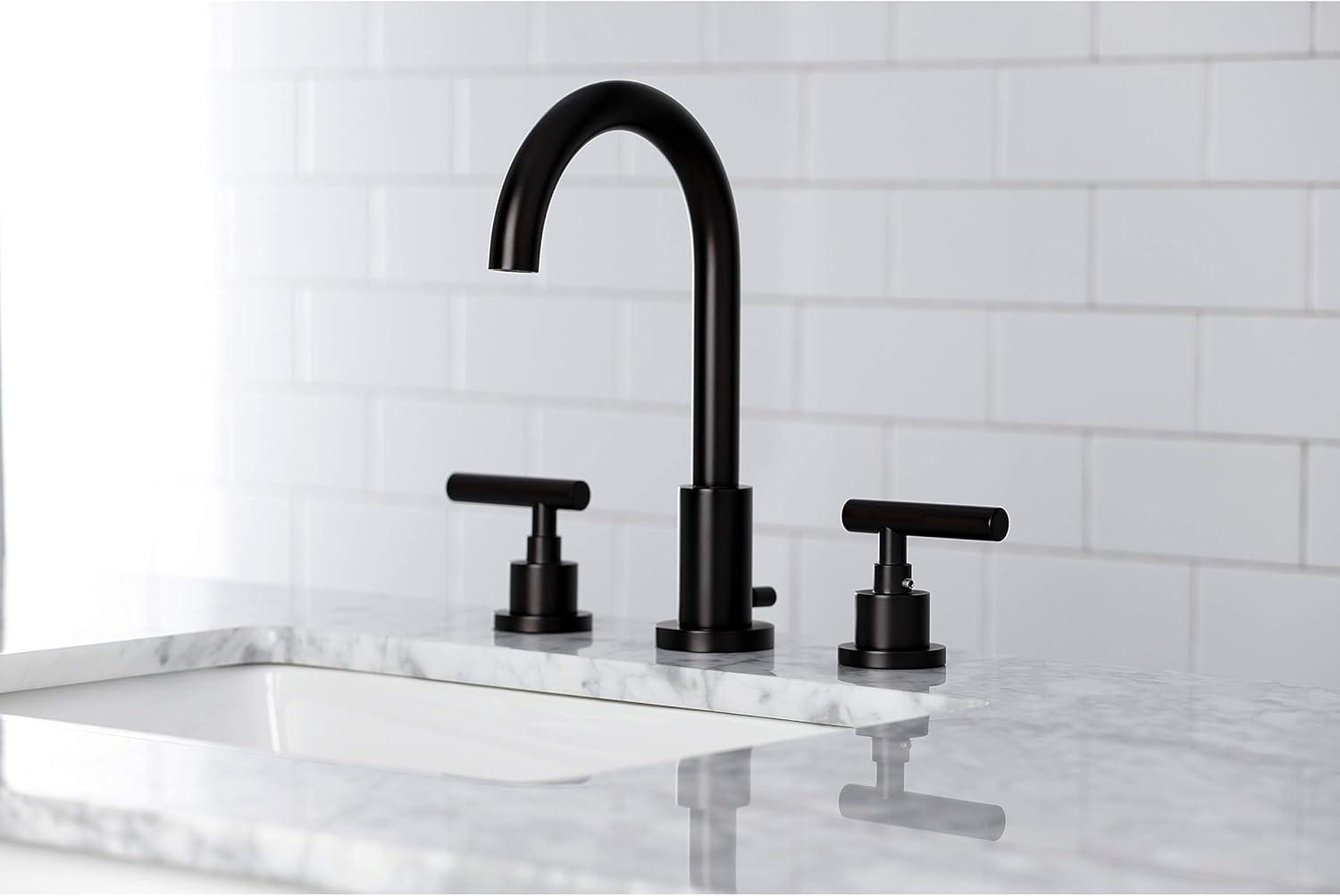 Kingston Brass FSC8925CML Kingston Brass Manhattan Two-Handle 3-Hole Deck Mount Widespread Bathroom Faucet with Brass Pop-Up Drain