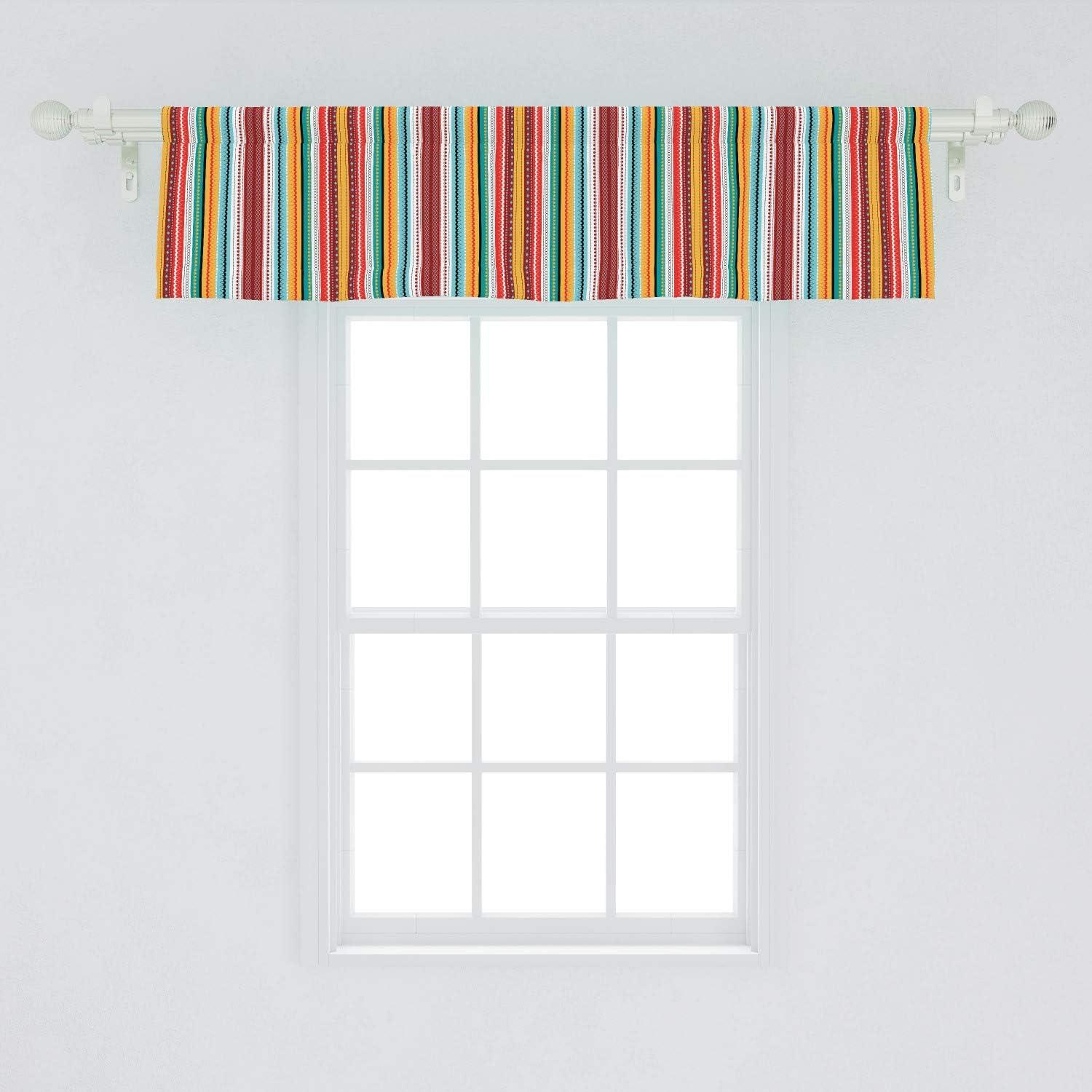 Ambesonne Bohemian Window Valance, Grandiose Stripes Patterns, 54" X 12", Multicolor