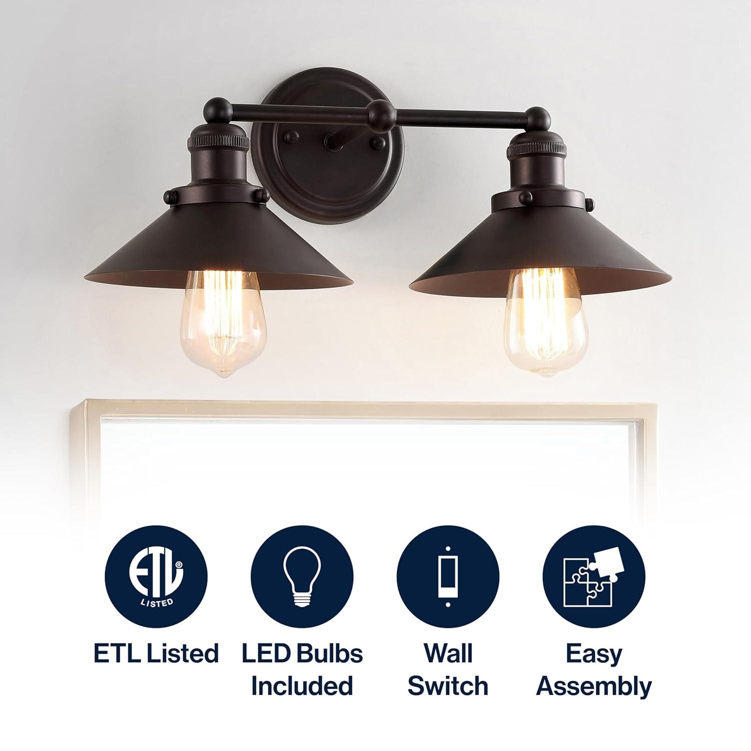 July 17.5" 2-light Metal Vanity Light, Oil Rubbed Bronze