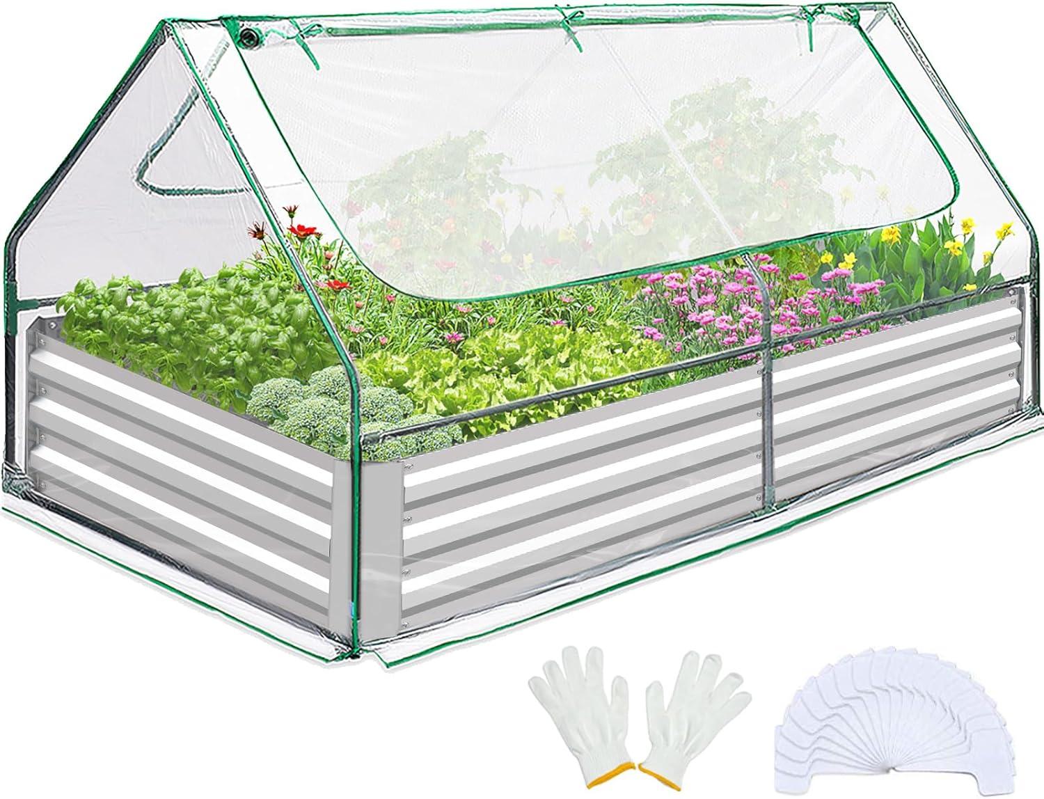 UNIVERSAL WINDOW SOLUTIONS Walk-In Tunnel Greenhouse, Garden Green House With Roll-Up Door And Windows, PE Cover, Plant Growing House For Patio Backyard Garden