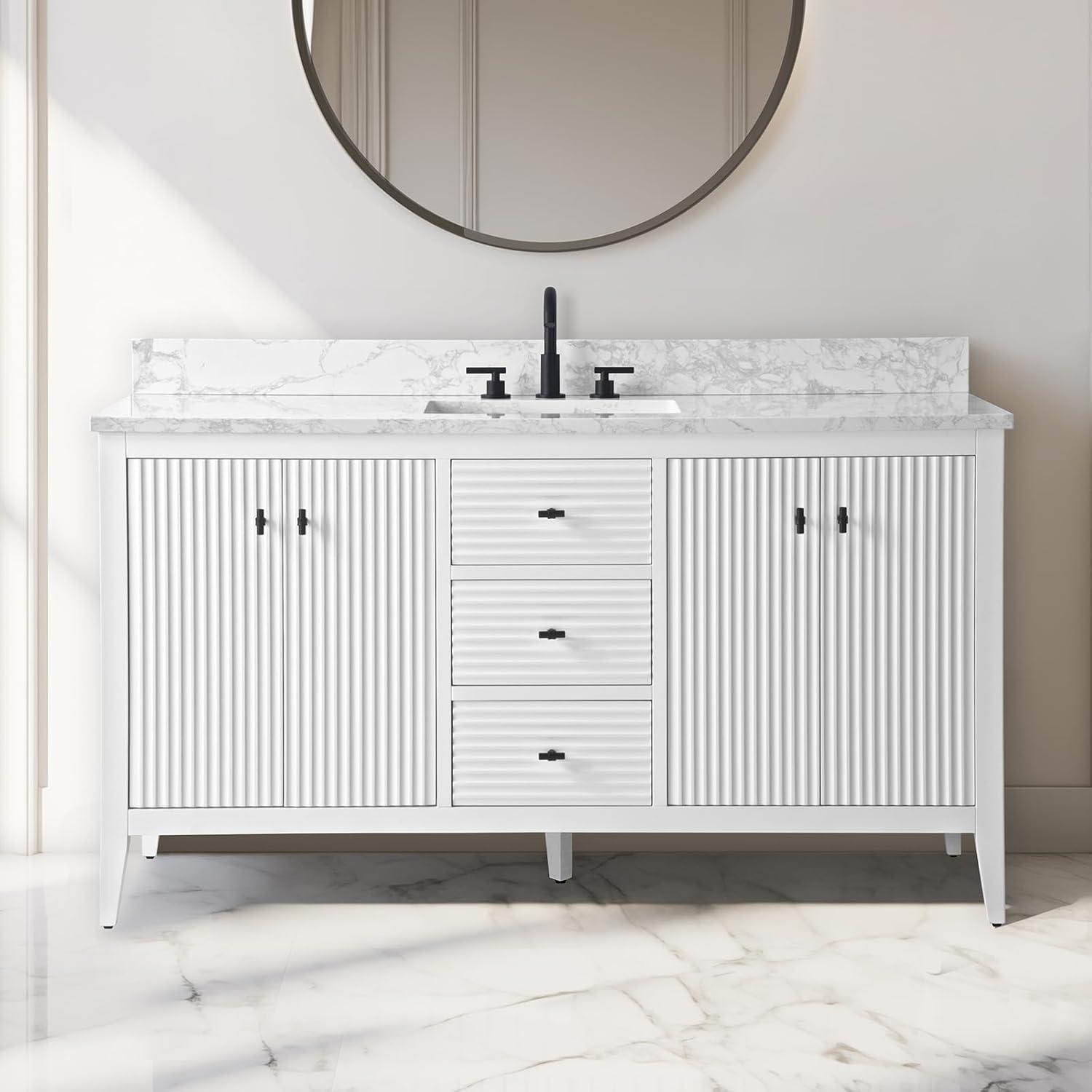 60'' Single Bathroom Vanity with Engineered Marble Top