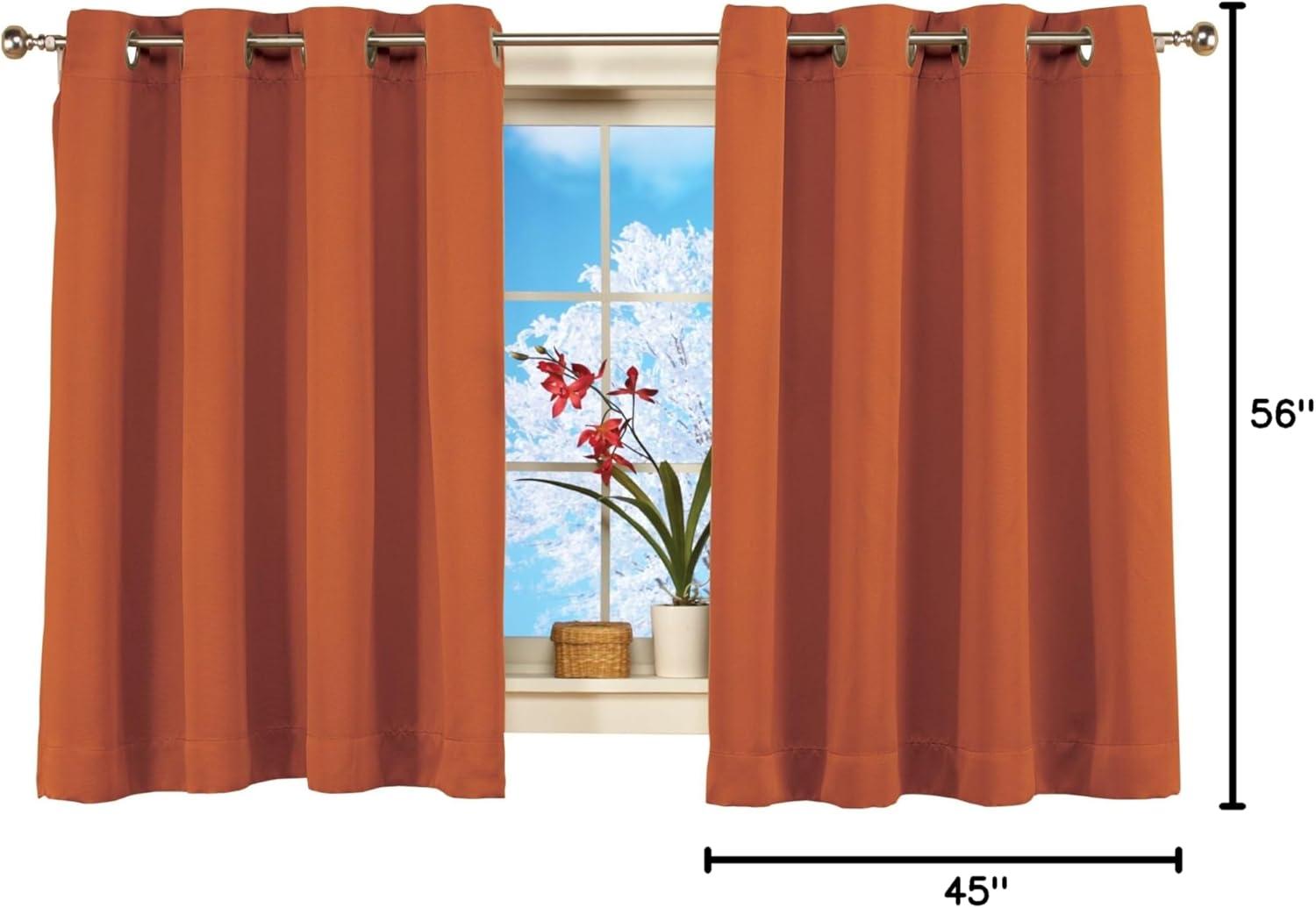 Collections Etc Short Blackout Window Curtain Panel with Easy Open-Close, Single Panel, 56" x 45" Spice