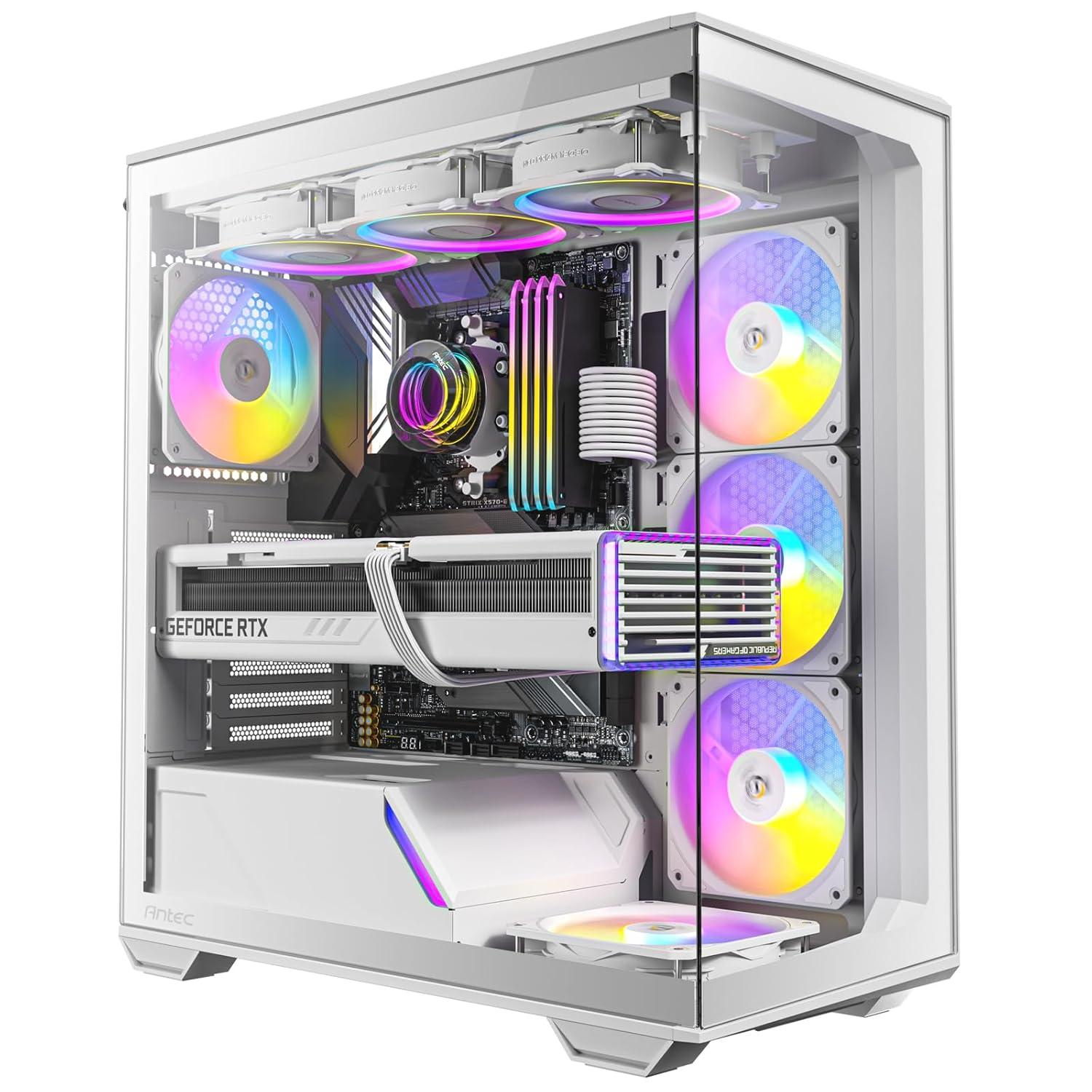 Antec C3 ARGB White, 3 x 120mm & 1 x 120mm ARGB PWM Fans Included, Up to 8 Fans Simultaneously, Type-C 3.2 Gen 2 port, Seamless Tempered Glass Front & Side Panels, 360mm Radiator Support, Mid-Tower AT
