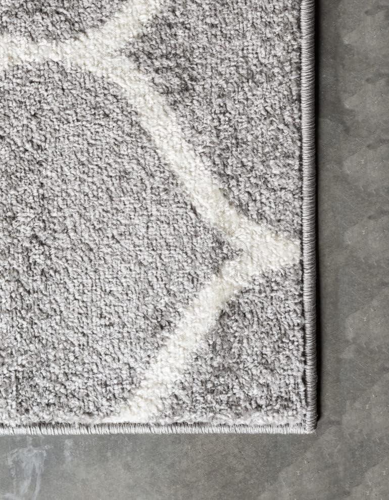 Unique Loom 9' 0 x 12' 0 Trellis Frieze Rounded Light Gray Area Rug
