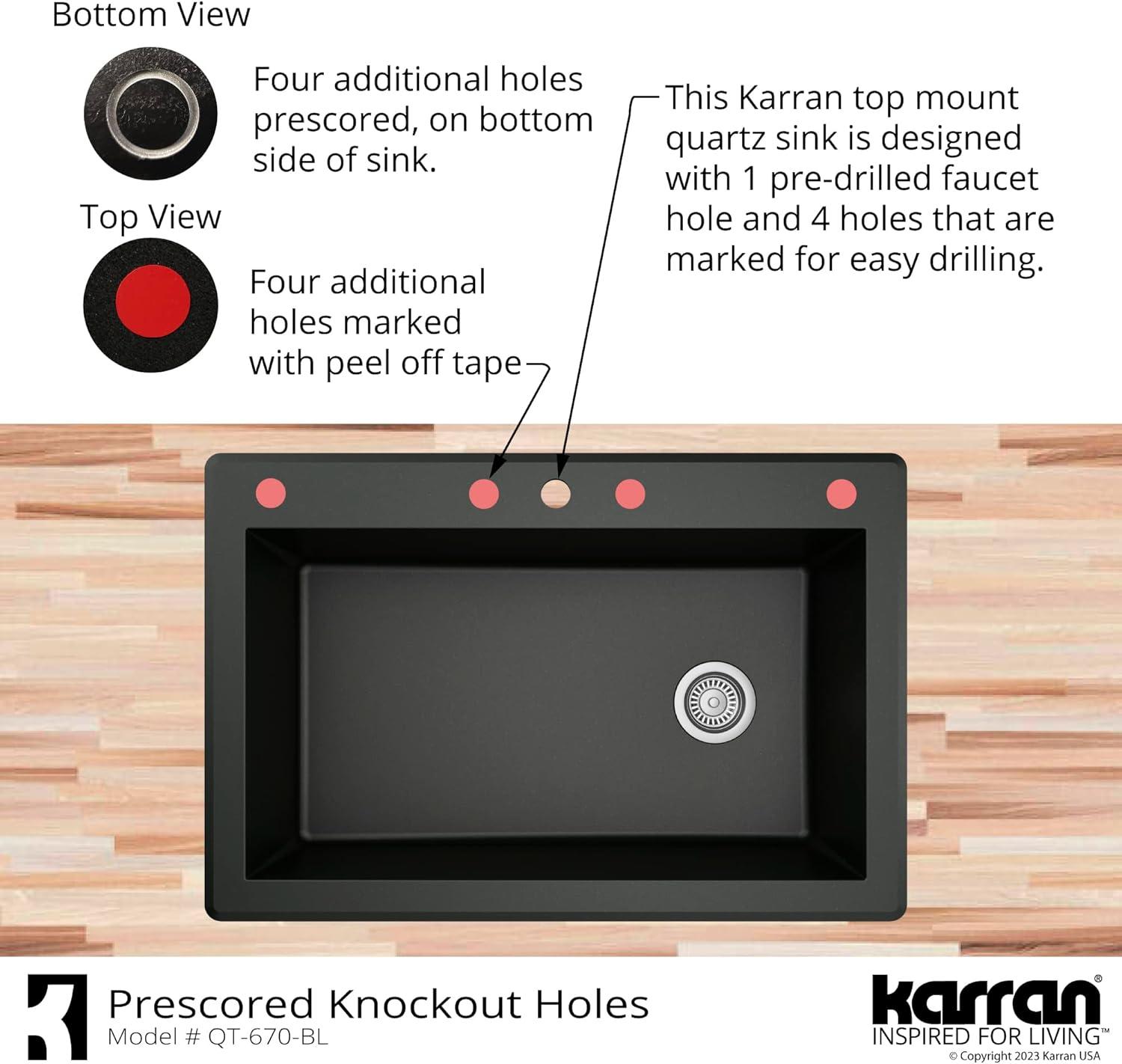 Karran Drop-in Quartz Composite 33'' X 22'' 1-Hole Single Bowl Kitchen Sink
