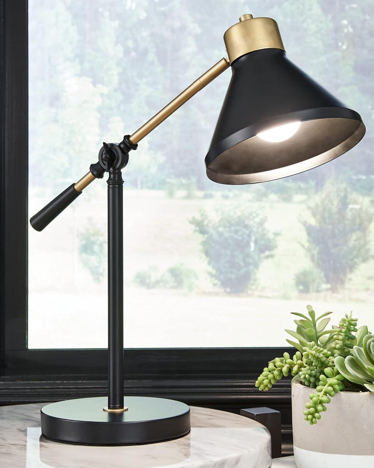 Garville Metal Table Lamp Black/Gold - Signature Design by Ashley: Adjustable, UL Listed, Modern Decor