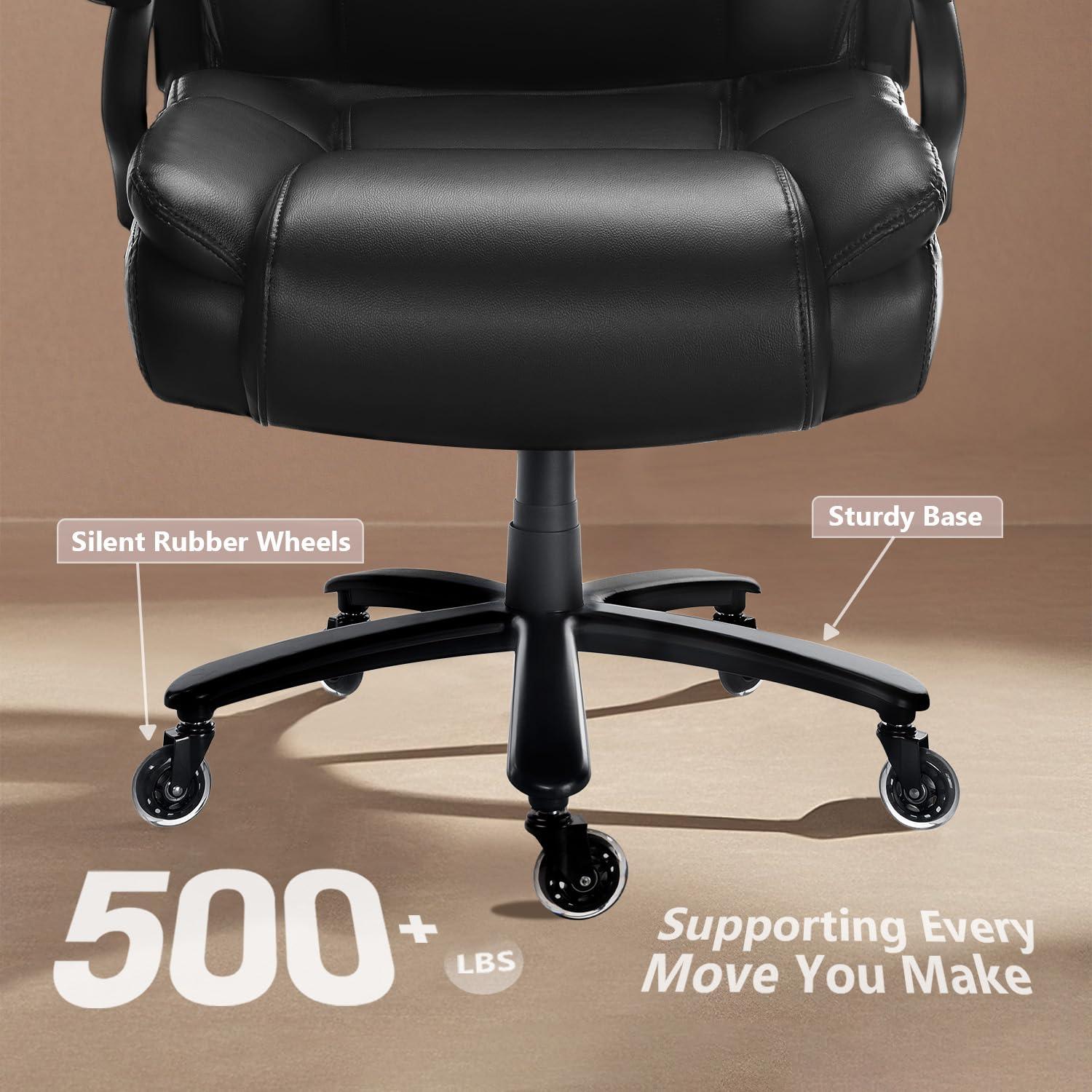 Waleaf Heavy Duty Big and Tall Office Chair 500lbs with Adjustable Lumbar Support,High Back Office Chair for Adults