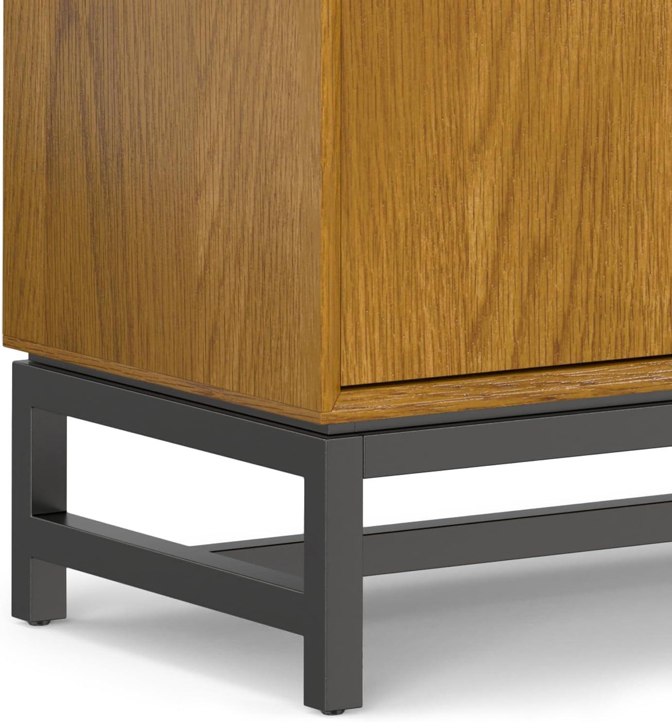 Simpli Home Banting 60"W Solid Wood Industrial 2-Door Sideboard Buffet with 4 Center Drawers