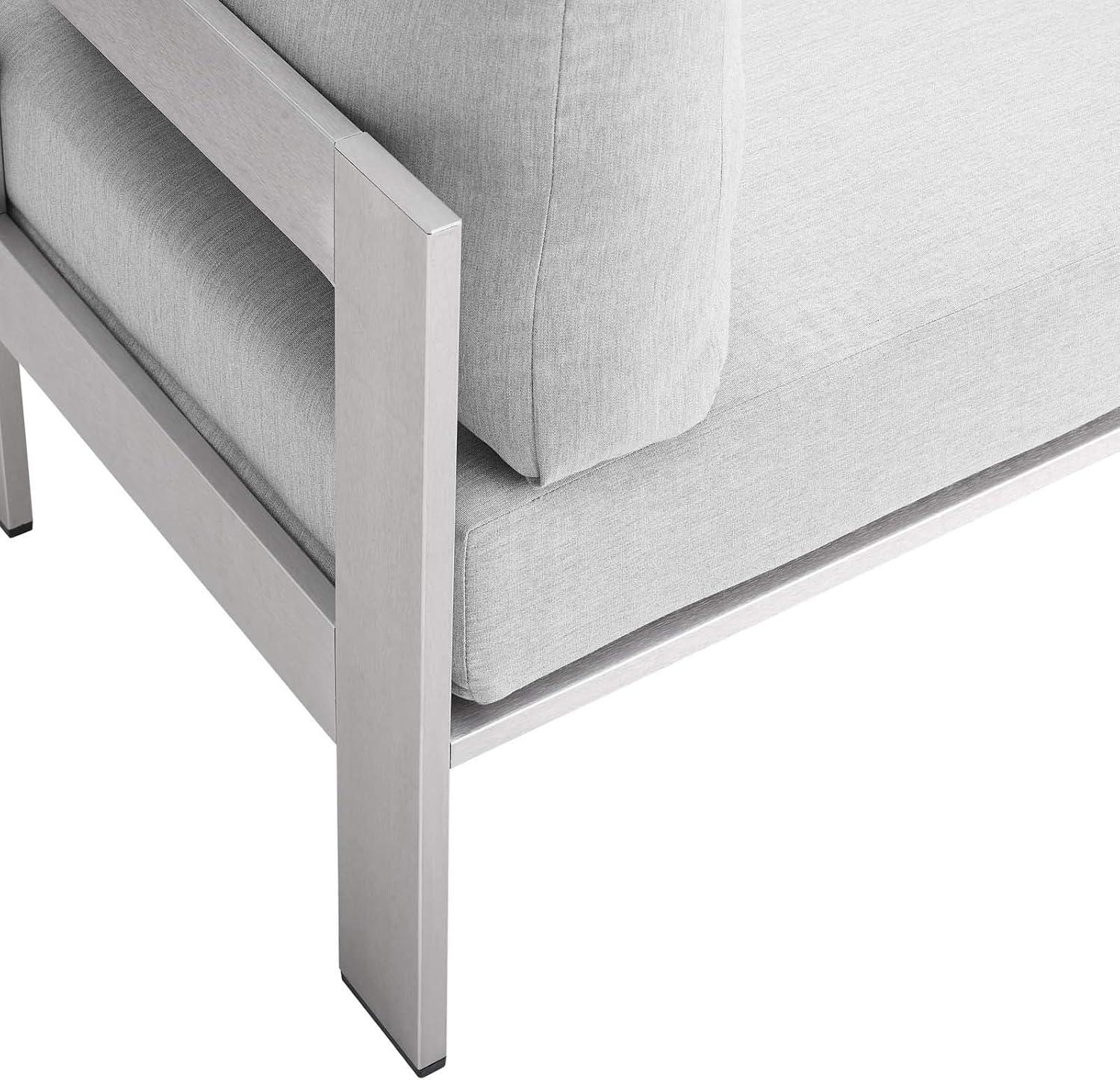 Modway Shore 23.5" Fabric Outdoor Patio Armless Chair in Silver Gray