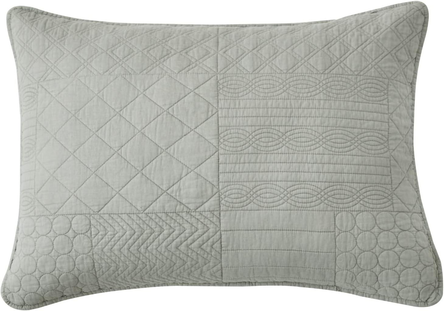 Chezmoi Collection Motley 3-Piece Geometric Embroidered Patchwork Pre-Washed Cotton Quilt Set