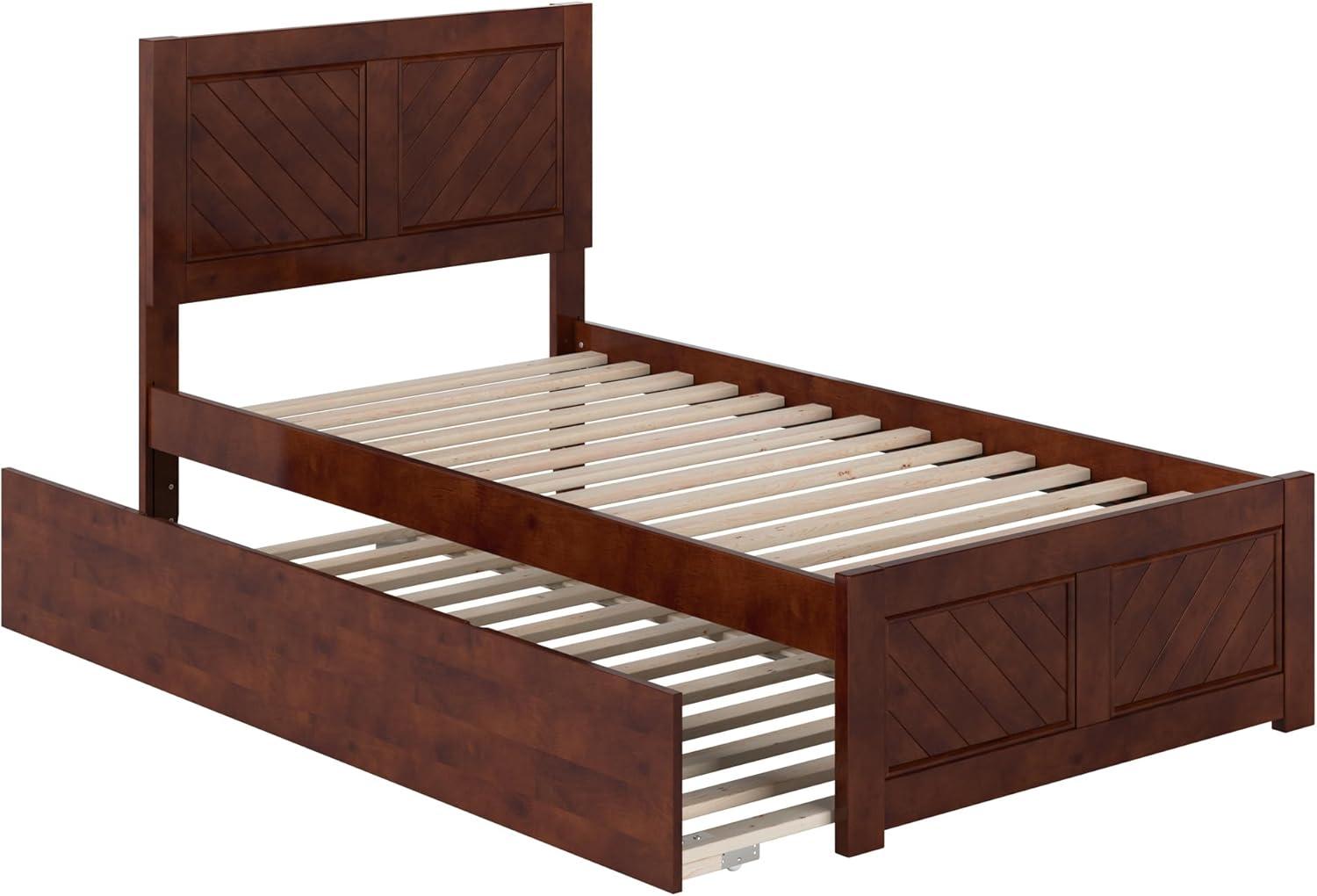 AFI Canyon Walnut Solid Wood Platform Bed with Matching Footboard & Twin Trundle, Twin