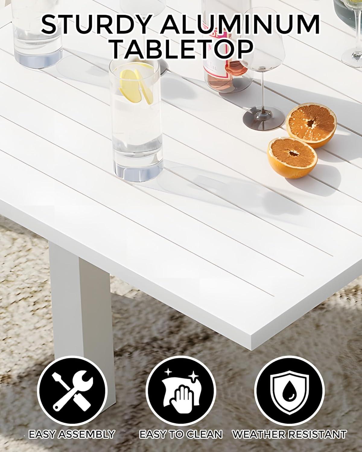 Huloretions Aluminum Expandable Patio Table, Aluminum 31"-63" Extendable Outdoor Dining Table Set Extendable Expandable Patio Table with Aluminum Slat for 4-6 with Aluminum Slat Tabletop for Backyard