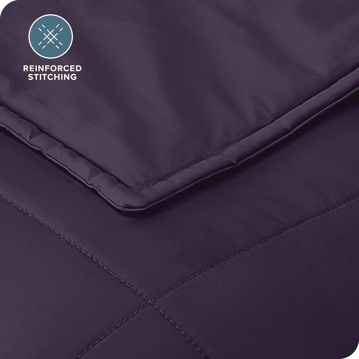 Bare Home 20 lbs Weighted Blanket for Adults - 60" x 80" - 210tc Twill Cotton, Eggplant