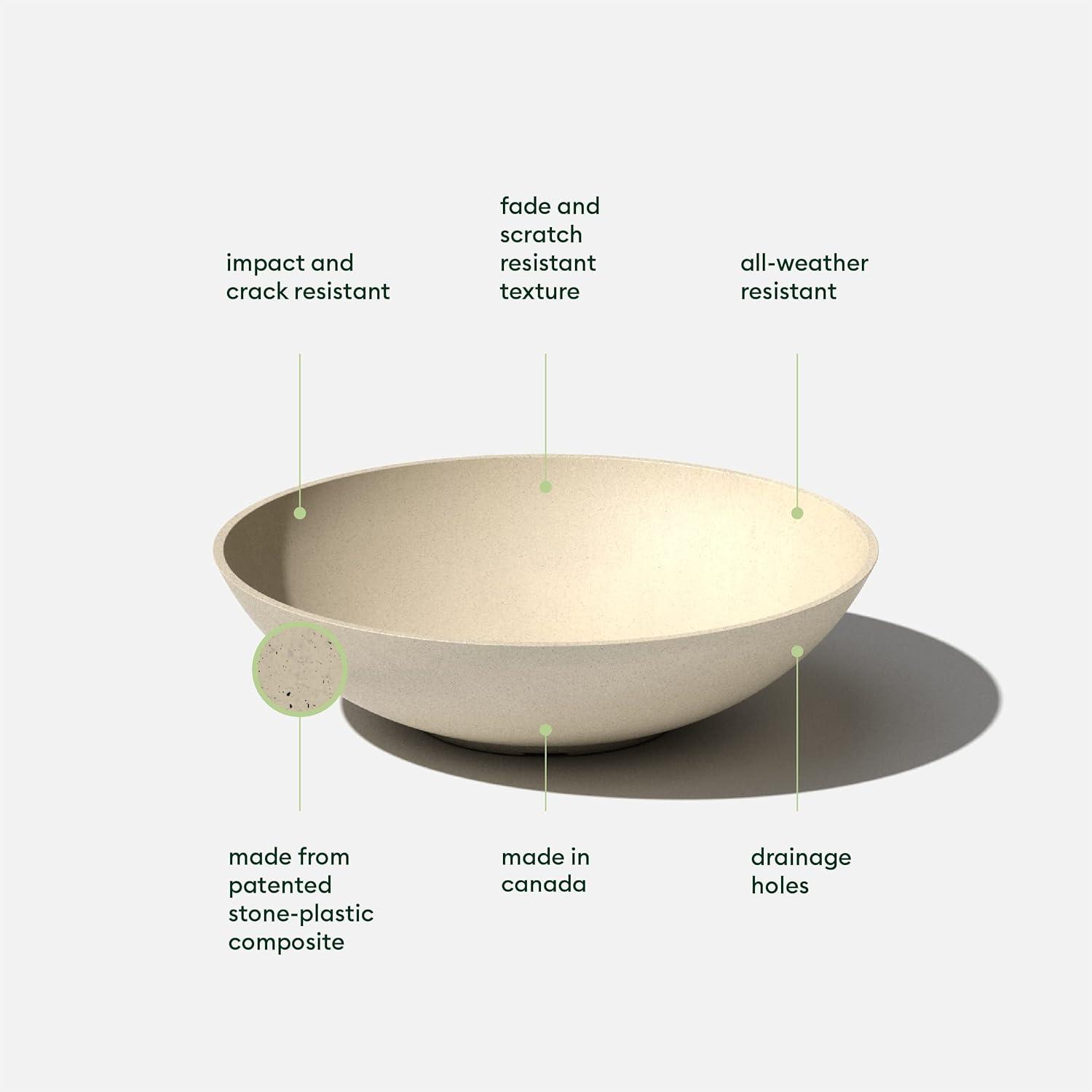 Veradek Mason Series Lane Bowl 24" Plastic-Stone Planter - Sand